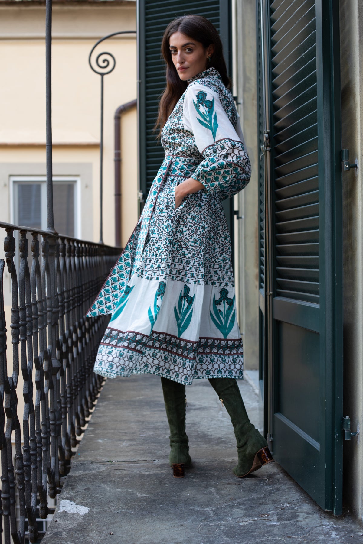 SUE SARTOR Flounce | Verdigris/Espresso Iris