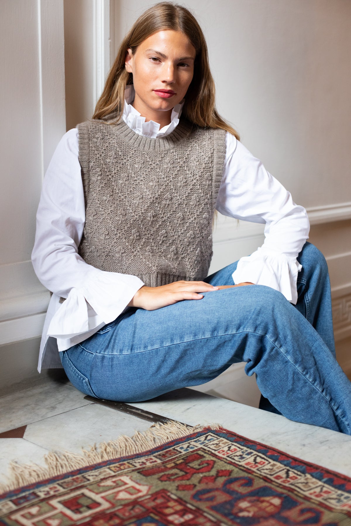 Boxy Vest | Mocha Trellis