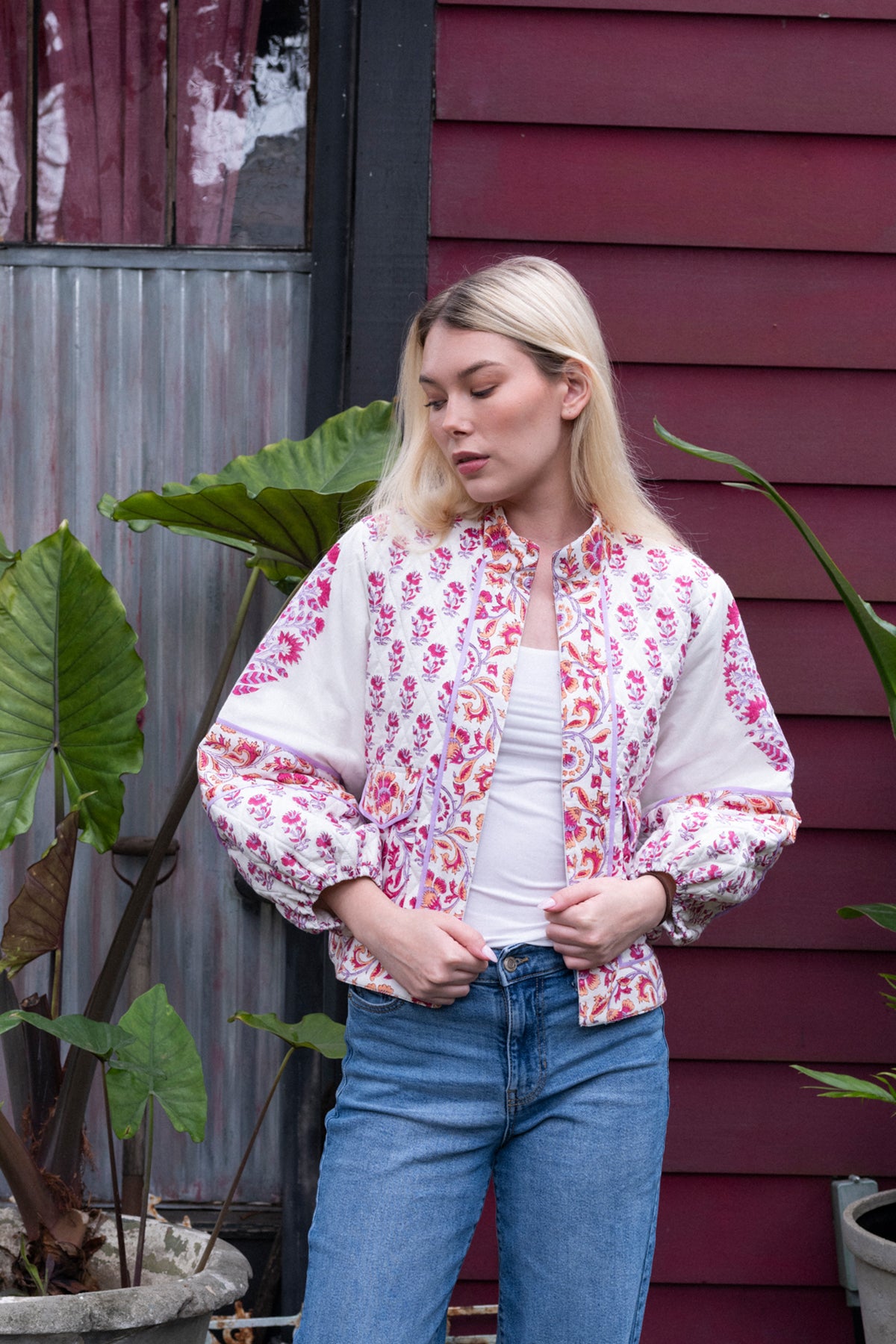 Blouson Jacket | Cassis/Lavender Victorian Frieze