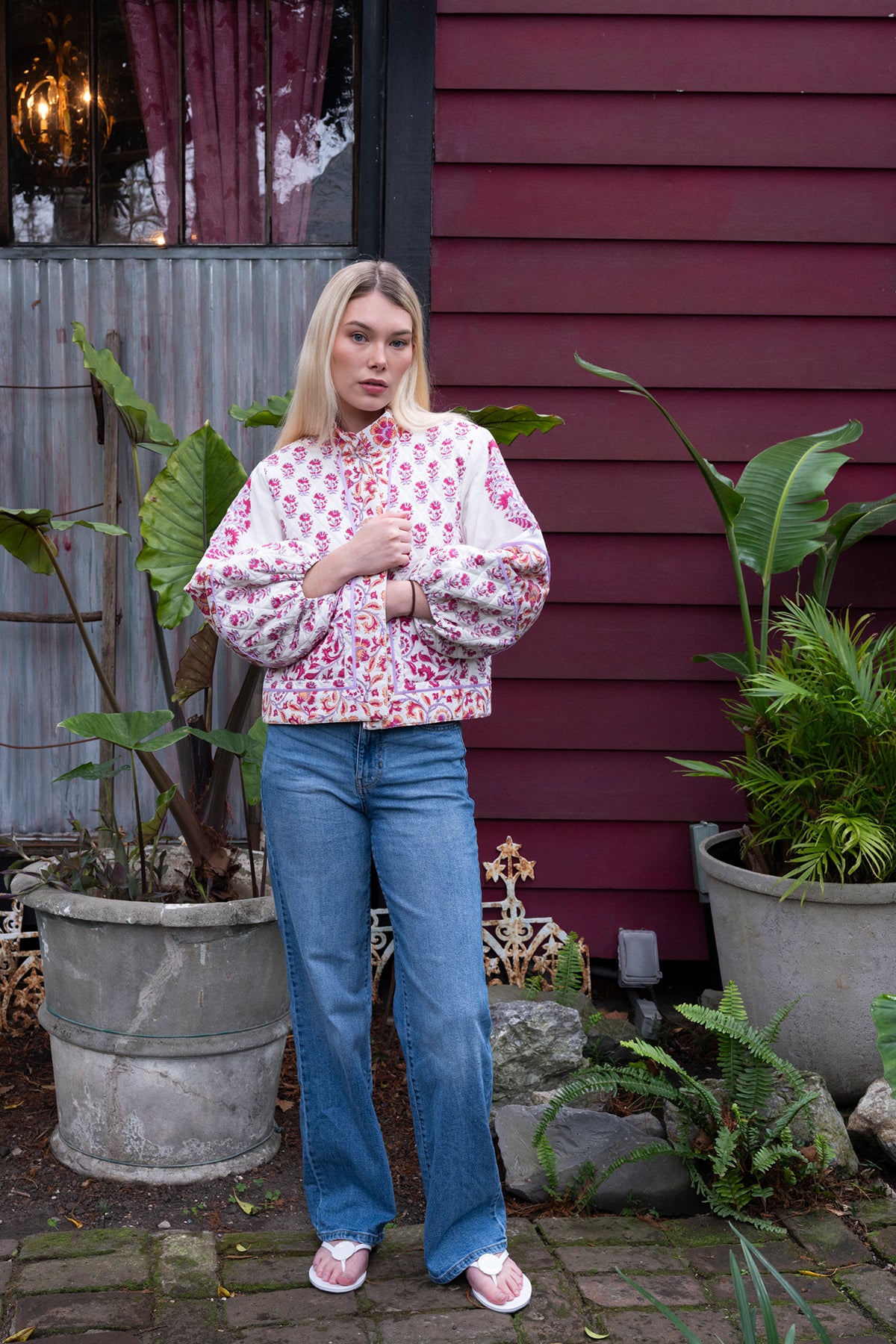 Blouson Jacket | Cassis/Lavender Victorian Frieze