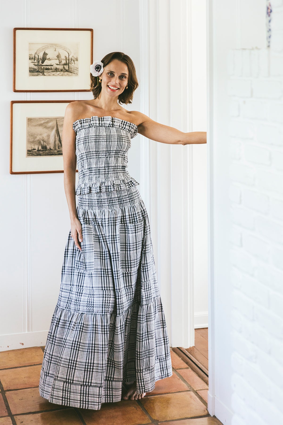 Arles Skirt | Noir et Blanc Cannes Windowpane