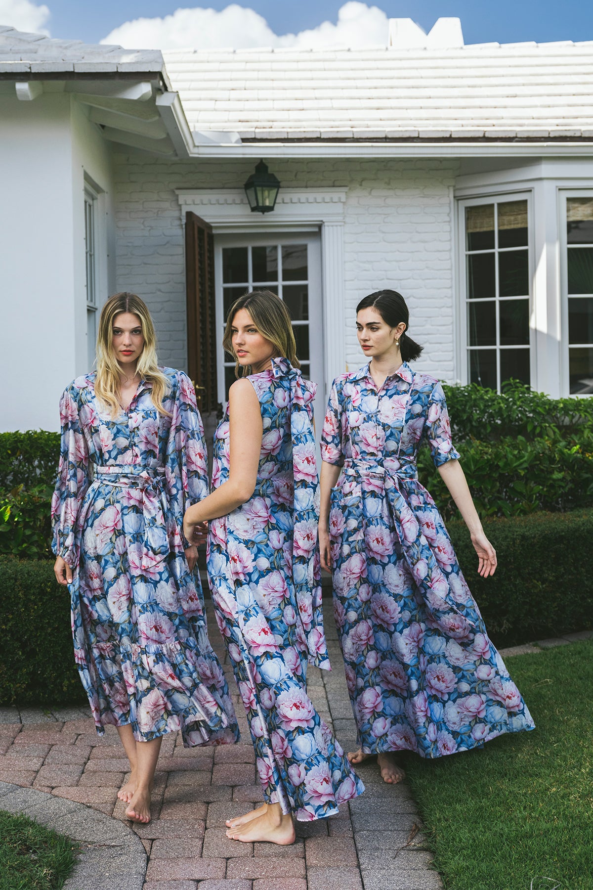 SUE SARTOR Flounce Maxi | Delft Heirloom Rose Silk