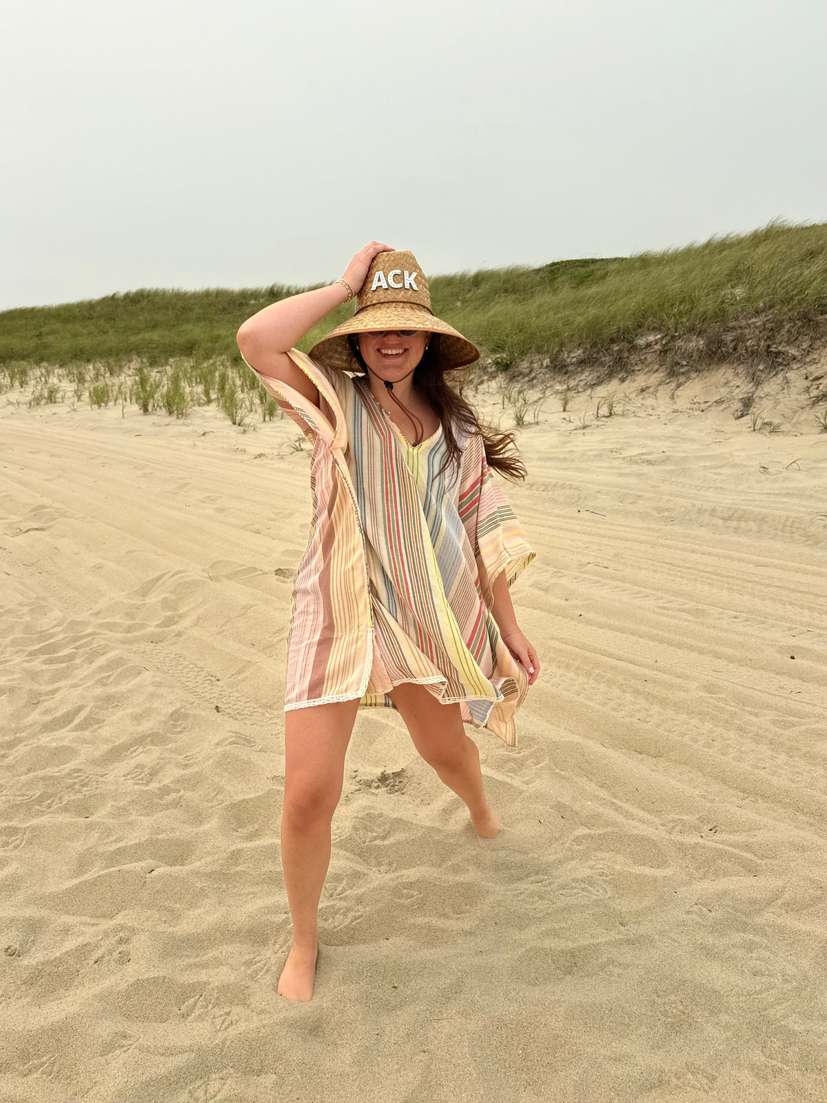 V-Neck Beach Kaftan Short | Nantucket “Nauti” Stripe