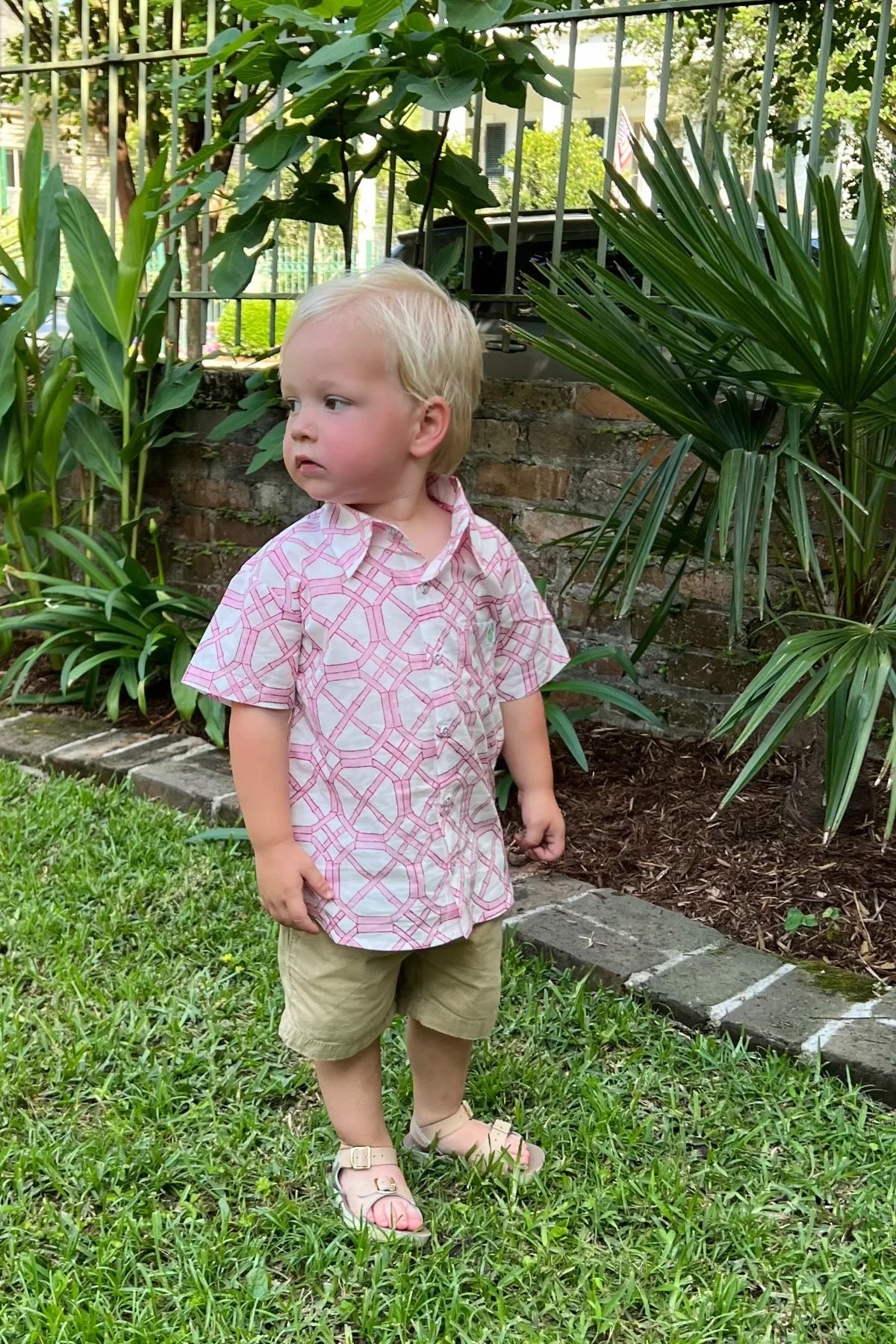 Little Boy's Cabana Shirt | Hibiscus Bamboo © 2023