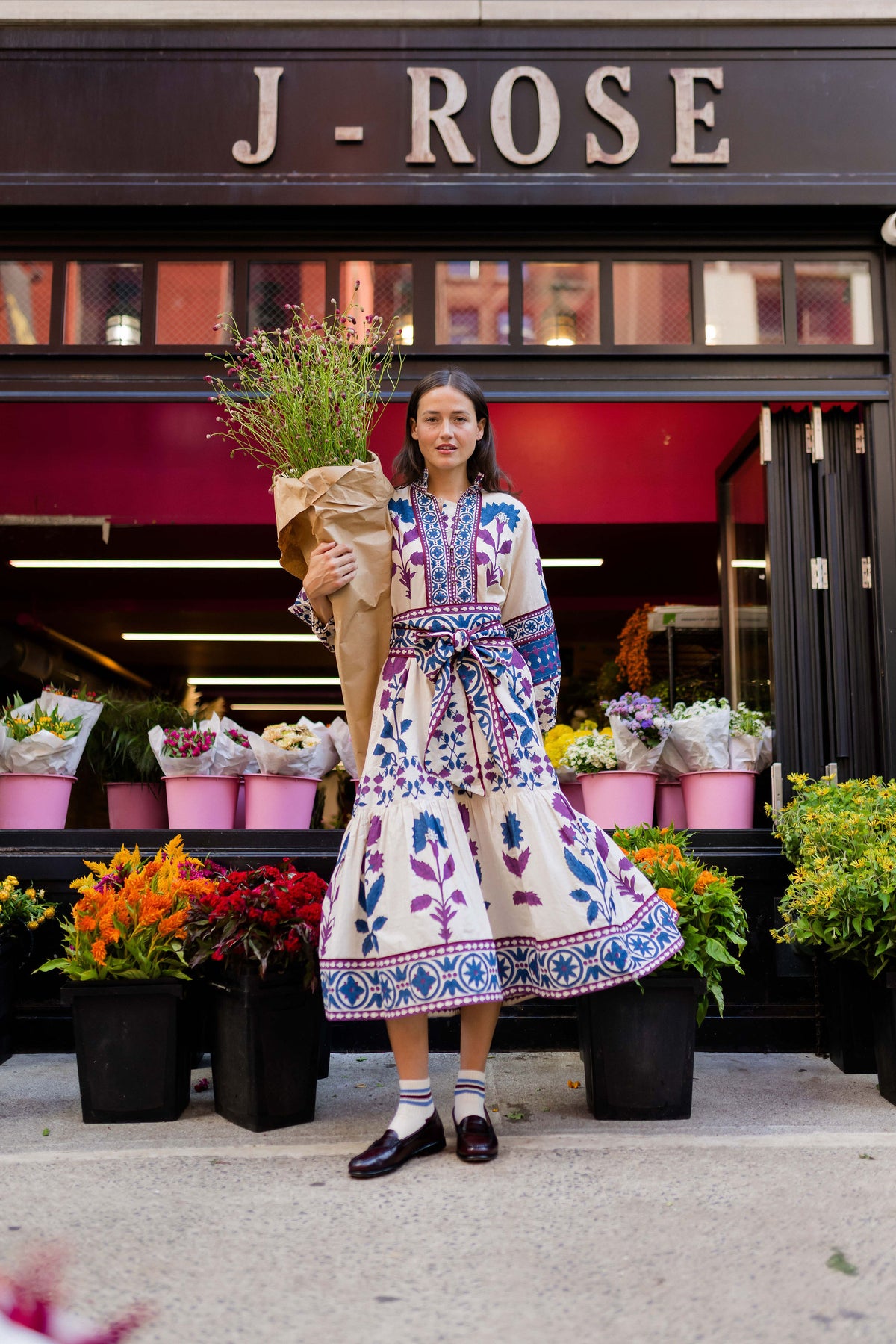 SUE SARTOR Flounce | Mulberry/Navy Dahlia