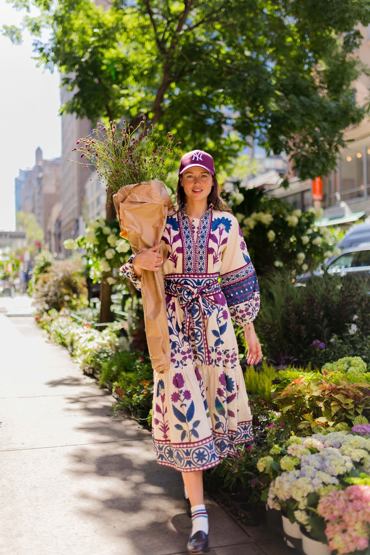 SUE SARTOR Flounce | Mulberry/Navy Dahlia
