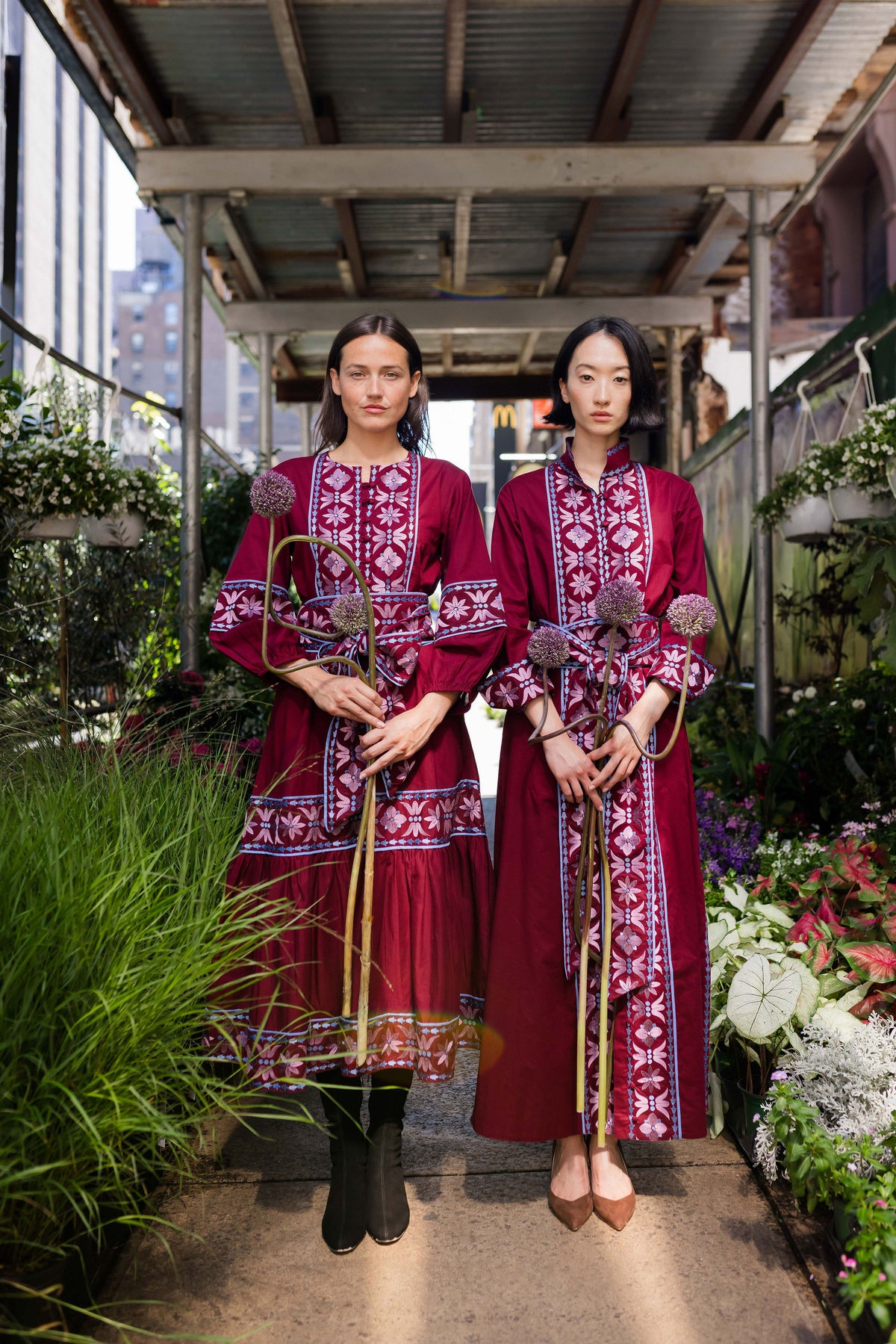 Marrakech Kaftan | Burgundy/Foxglove Embroidery
