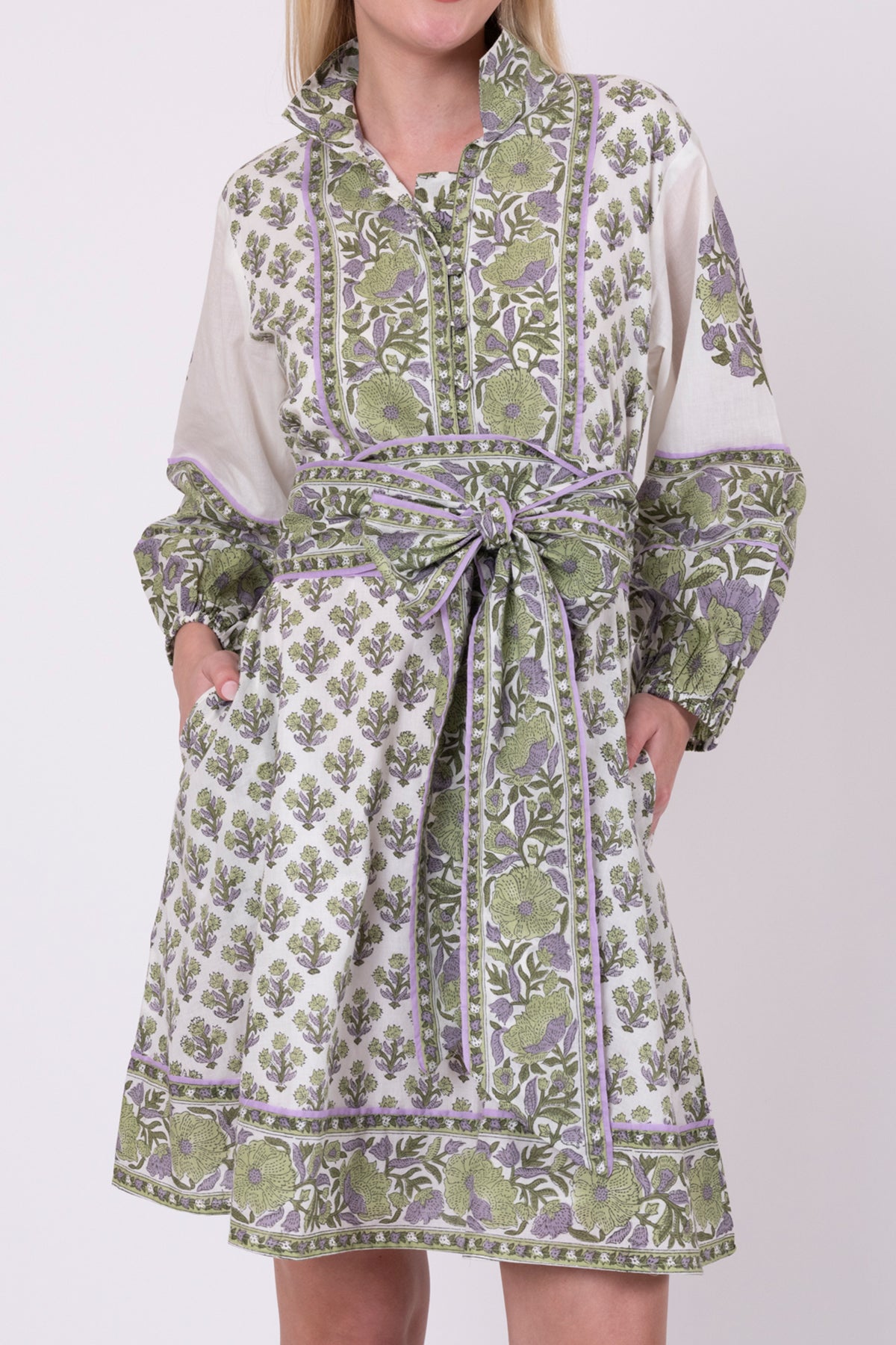 SUE SARTOR Flounce Shorty | Lavender/Pistachio Vintage Poppy