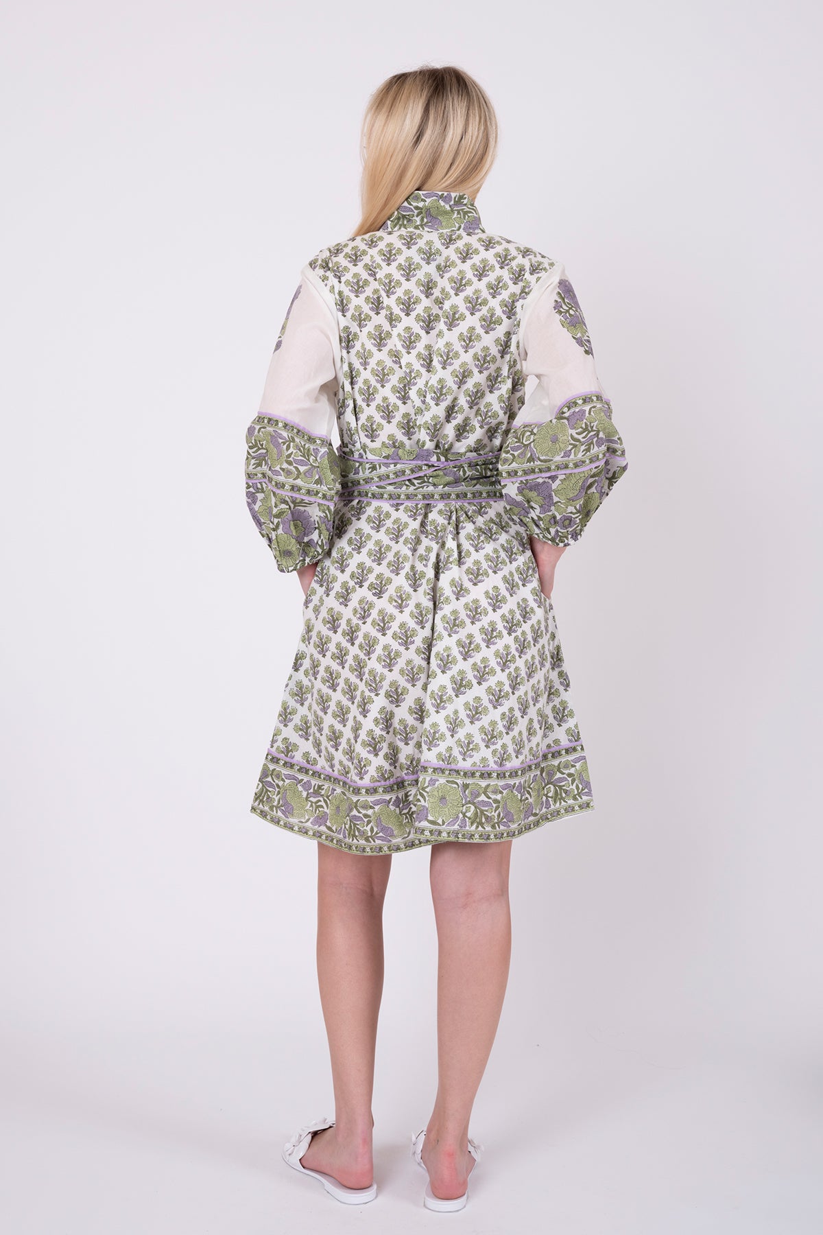SUE SARTOR Flounce Shorty | Lavender/Pistachio Vintage Poppy