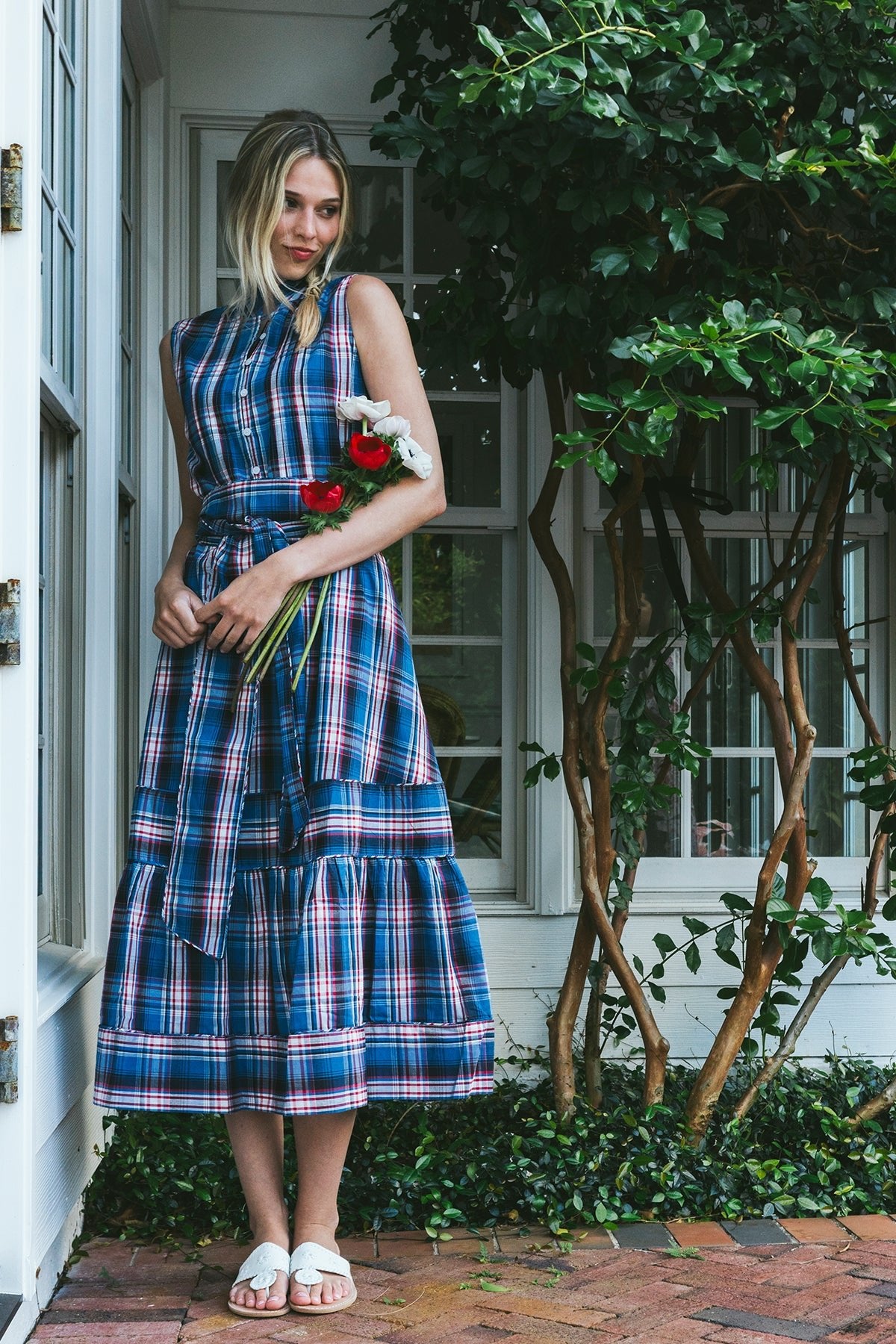Sleeveless SUE SARTOR Flounce | Liberty Plaid