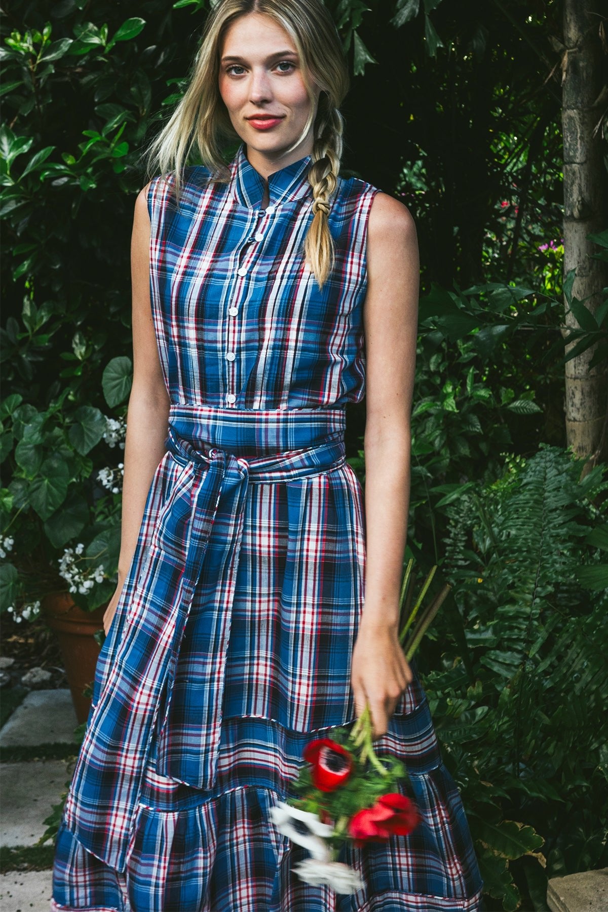 Sleeveless SUE SARTOR Flounce | Liberty Plaid