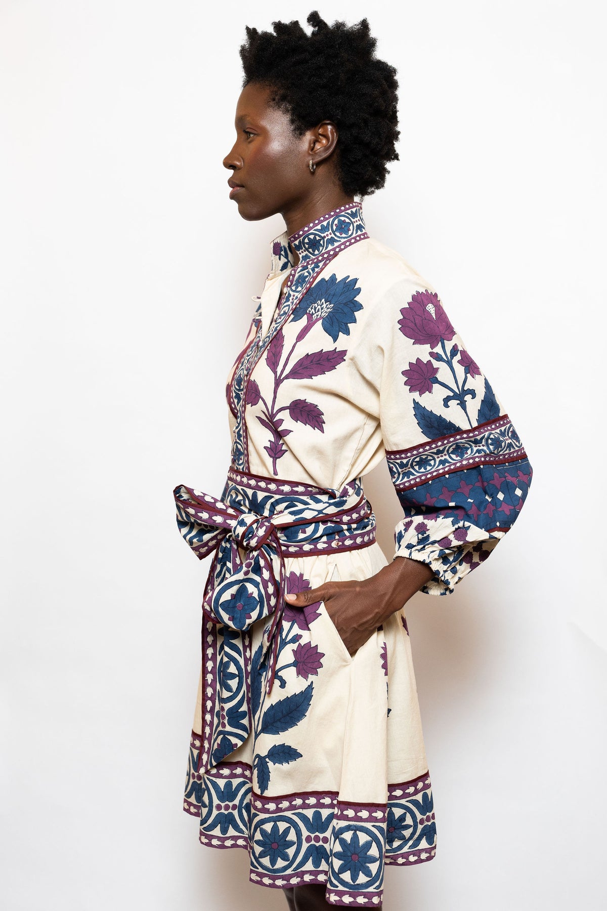SUE SARTOR Flounce Shorty | Mulberry/Navy Dahlia