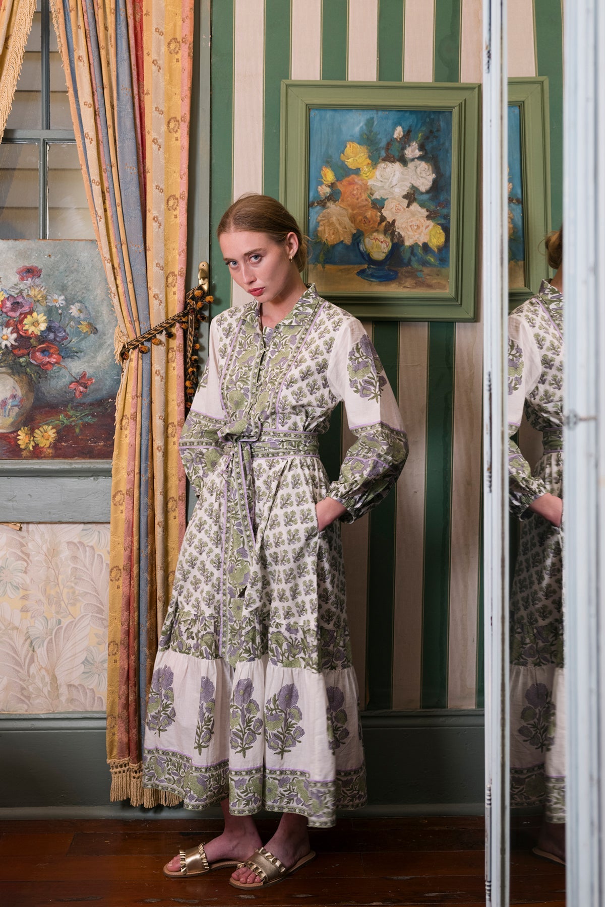 SUE SARTOR Flounce | Lavender/Pistachio Vintage Poppy