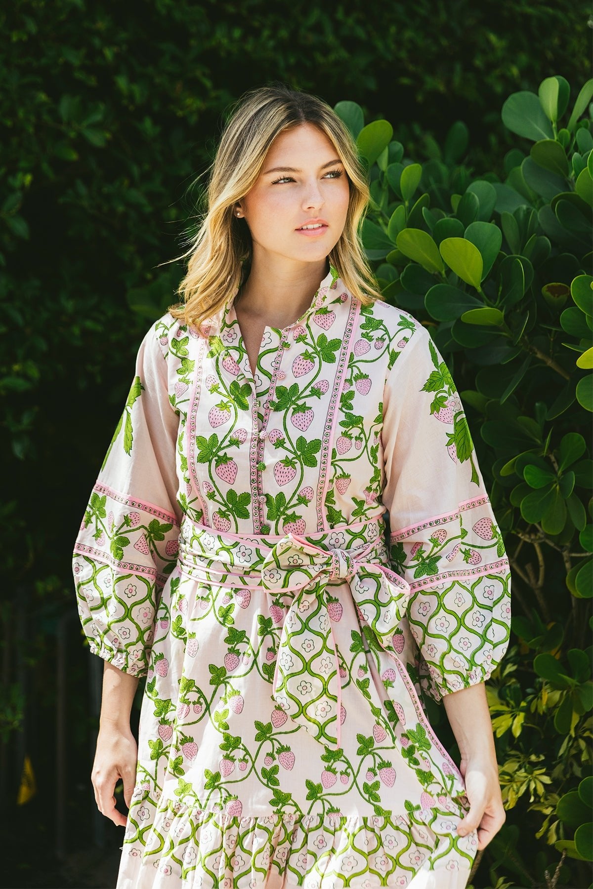 SUE SARTOR Flounce | Petal Pink/Garden Green Strawberry