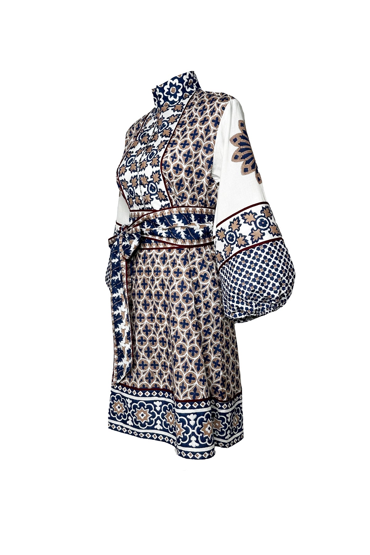 SUE SARTOR Flounce Shorty | Mocha/Navy Piazza