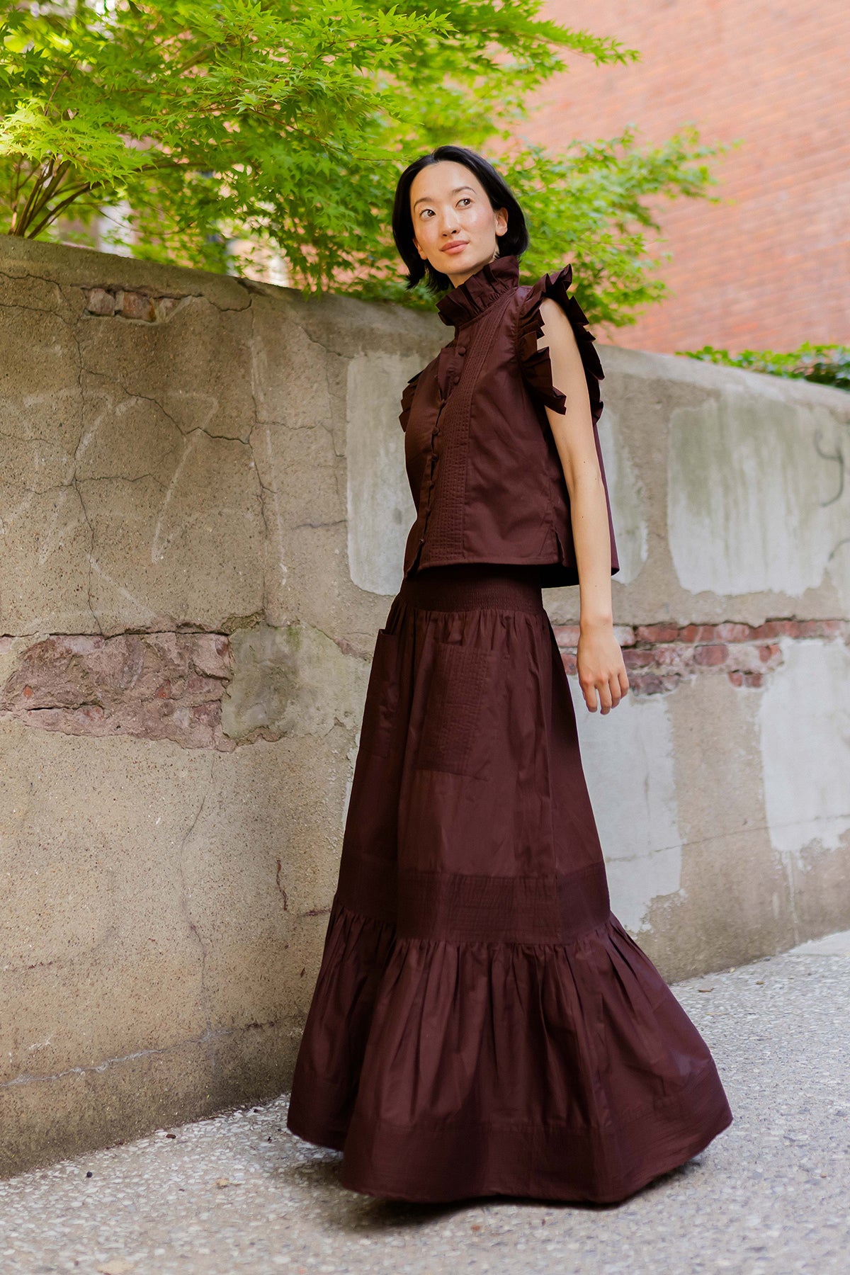 Arles Skirt | Chocolate Brown Cotton