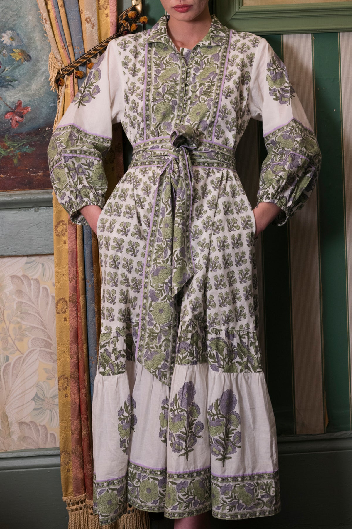 SUE SARTOR Flounce | Lavender/Pistachio Vintage Poppy