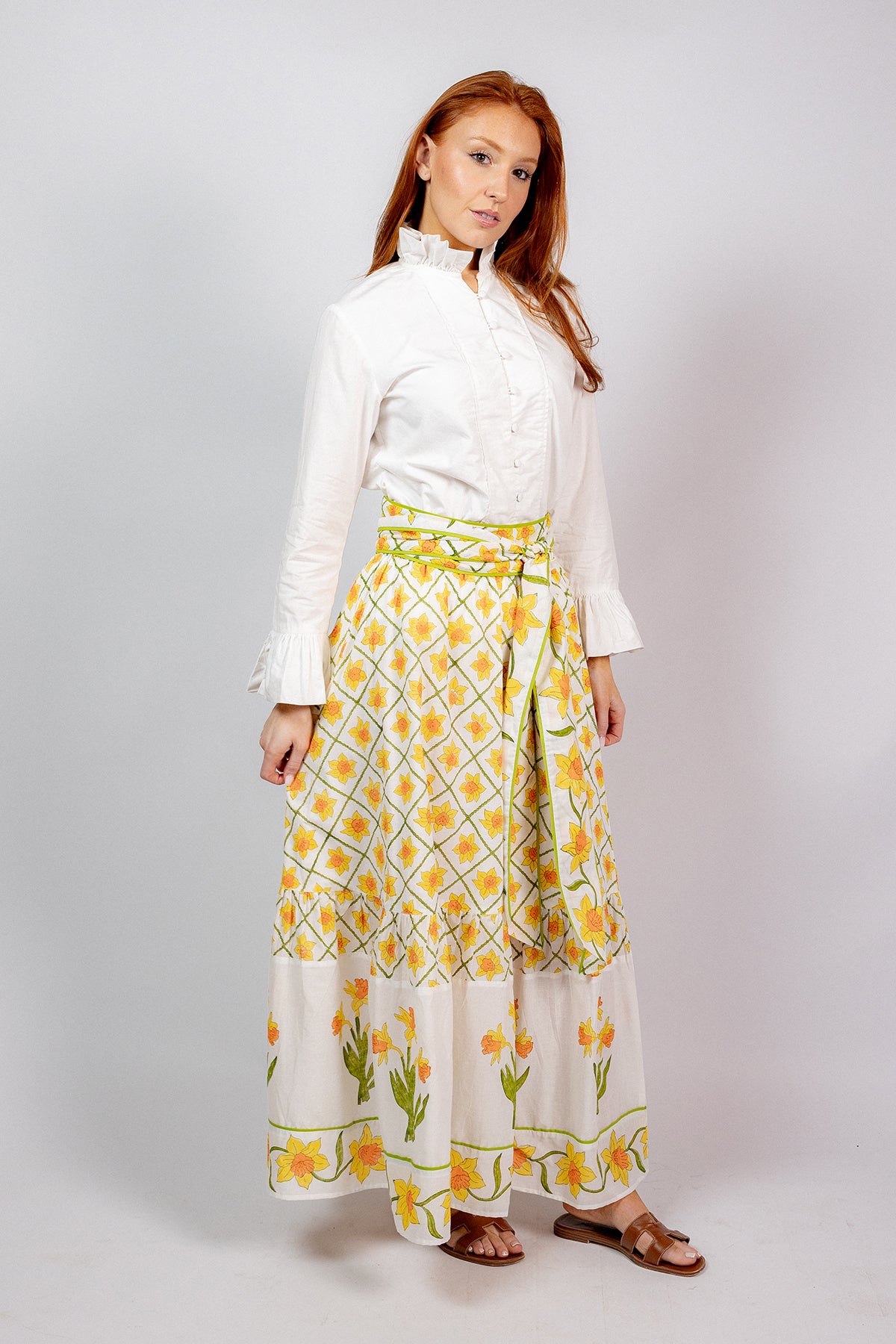 SUE SARTOR Flounce Skirt | Sunshine Daffodil