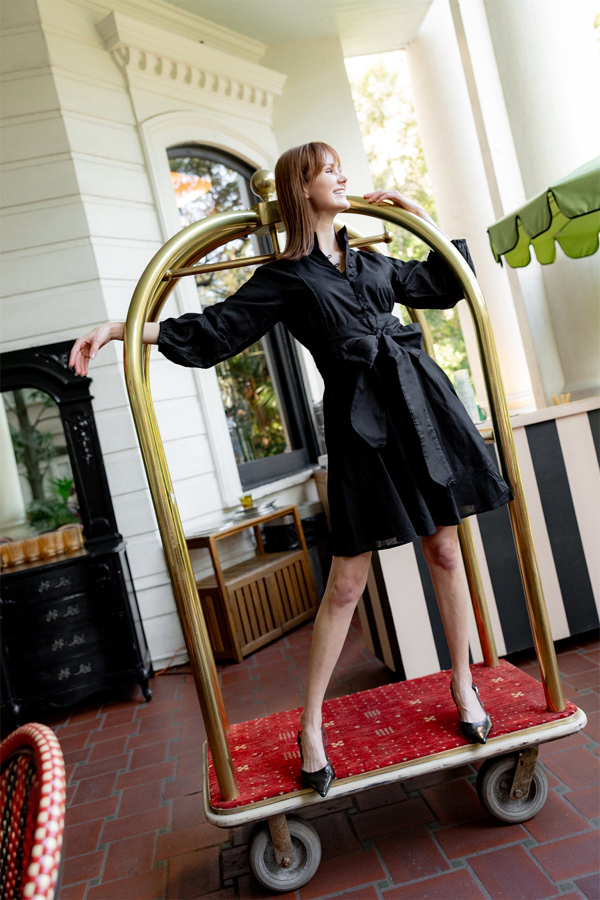 SUE SARTOR Flounce Shorty | Black Cotton Travel