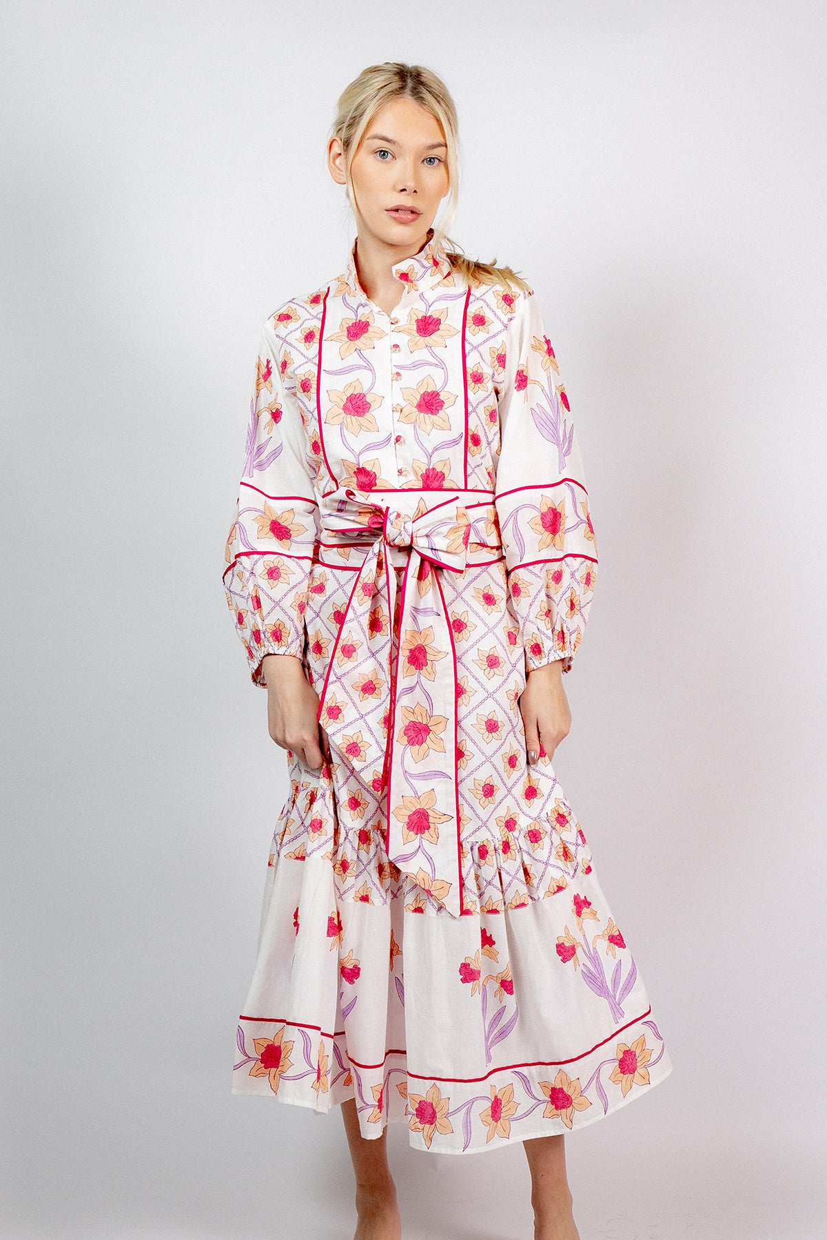 SUE SARTOR Flounce | Fuchsia/Apricot Daffodil