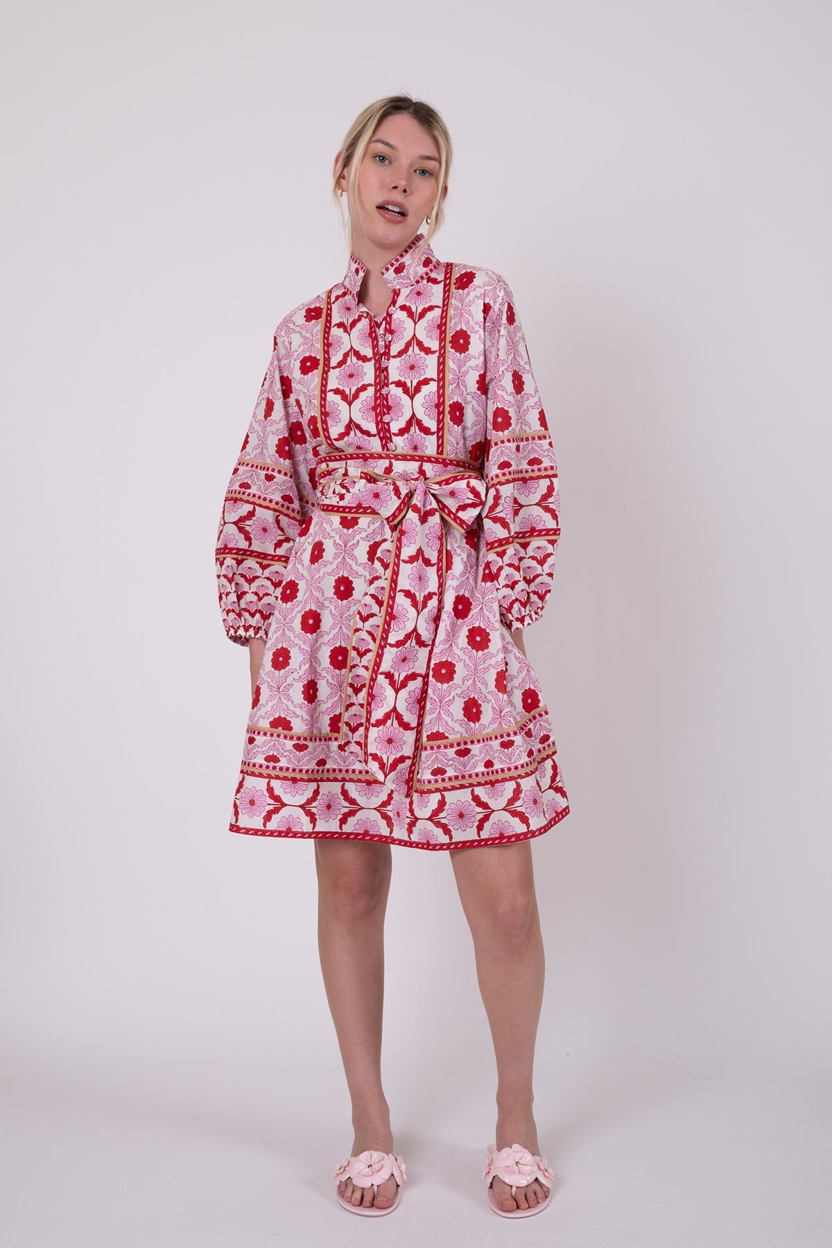 SUE SARTOR Flounce Shorty | Red/Blush Cosmos