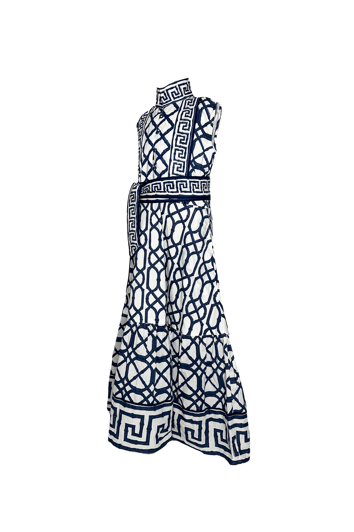 Little Girl’s Sleeveless SUE SARTOR Flounce | Navy Bamboo