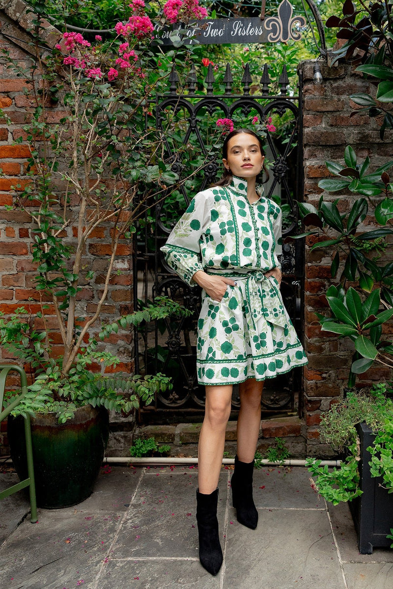 SUE SARTOR Flounce Shorty | Pink/Peridot Dahlia