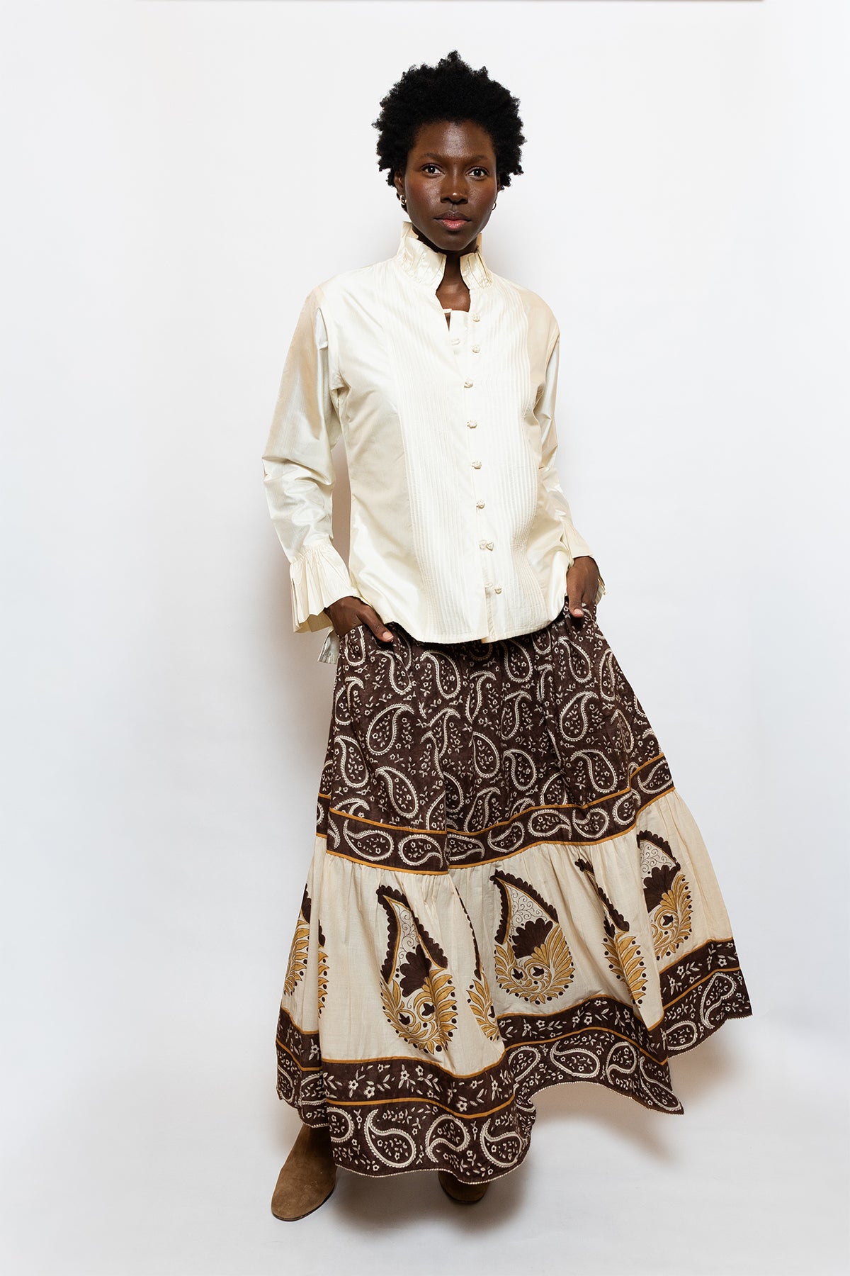 Montalcino Tunic | Ivory Silk Taffeta