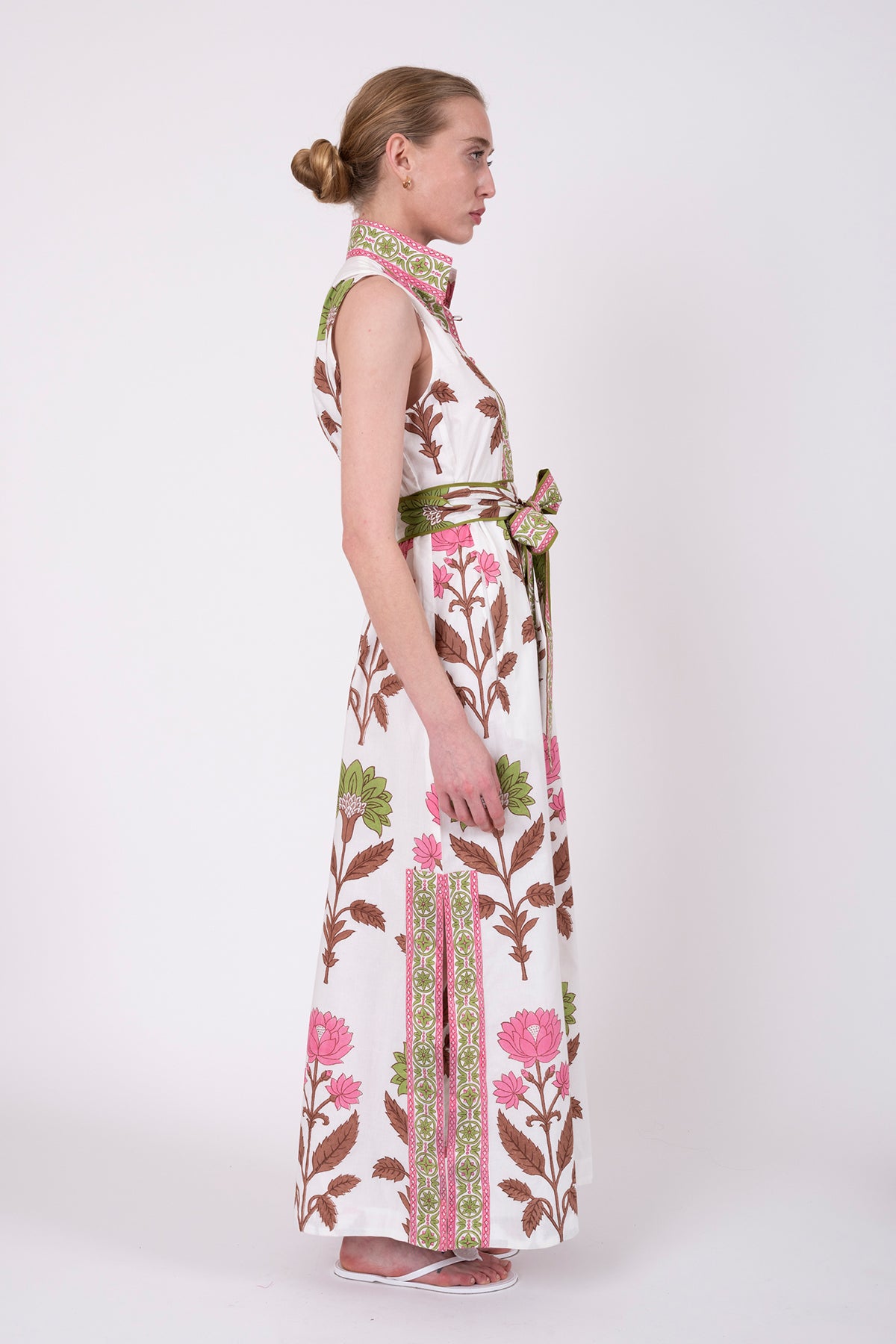 Sleeveless Marrakech Kaftan | Pink/Peridot Dahlia