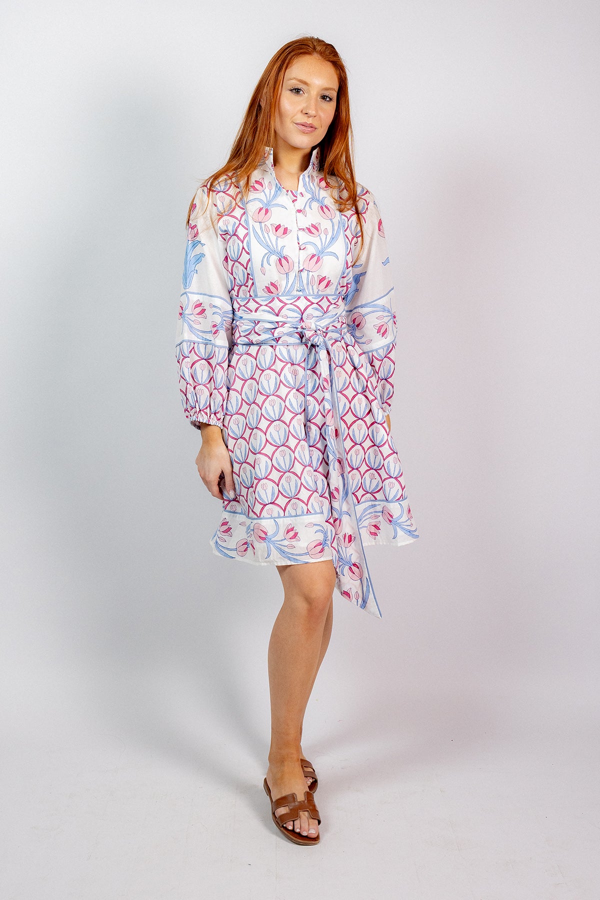 SUE SARTOR Flounce Shorty | Pale Pink/Sky Tulip