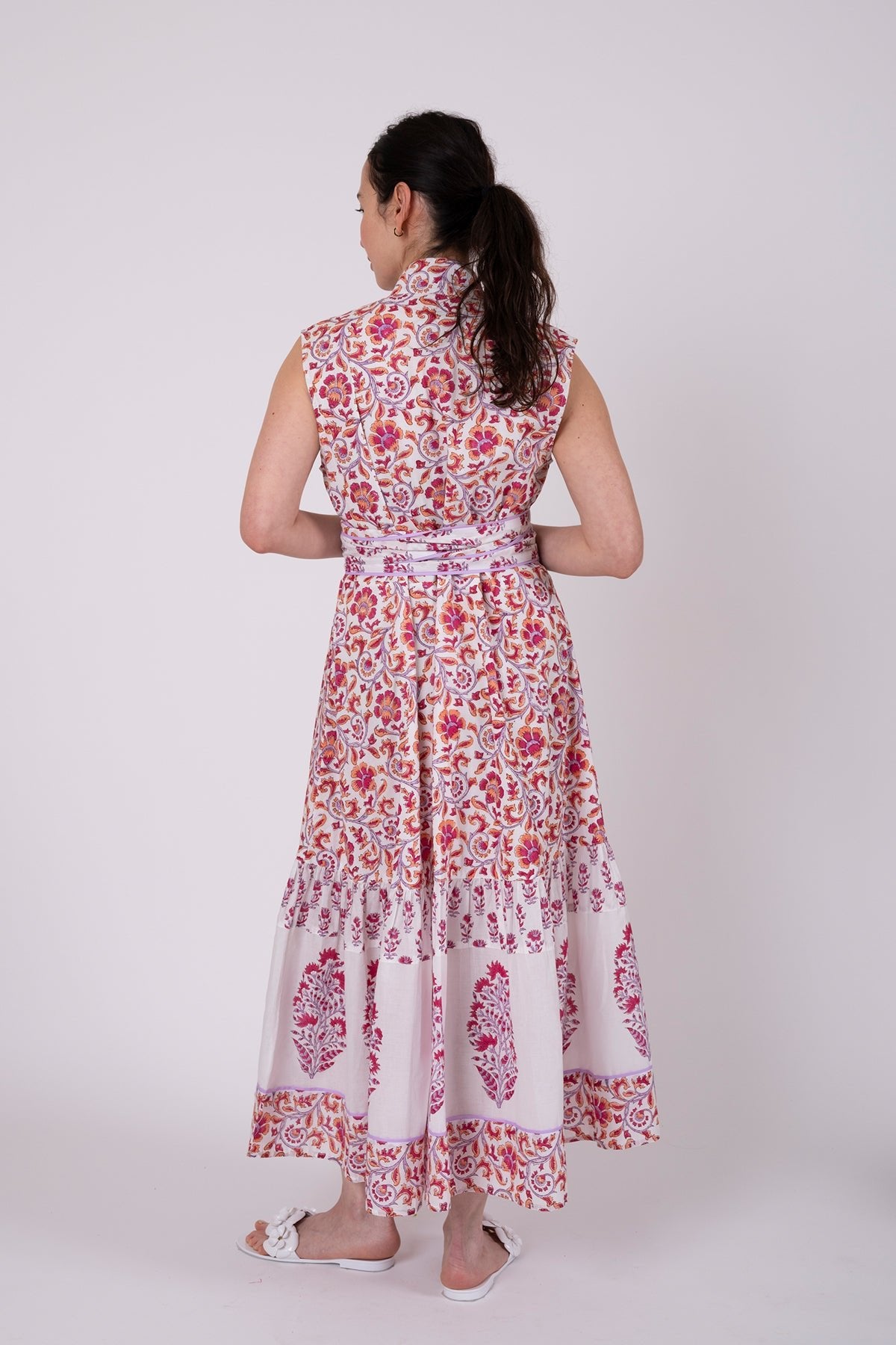 Sleeveless SUE SARTOR Flounce | Cassis/Lavender Victorian Frieze