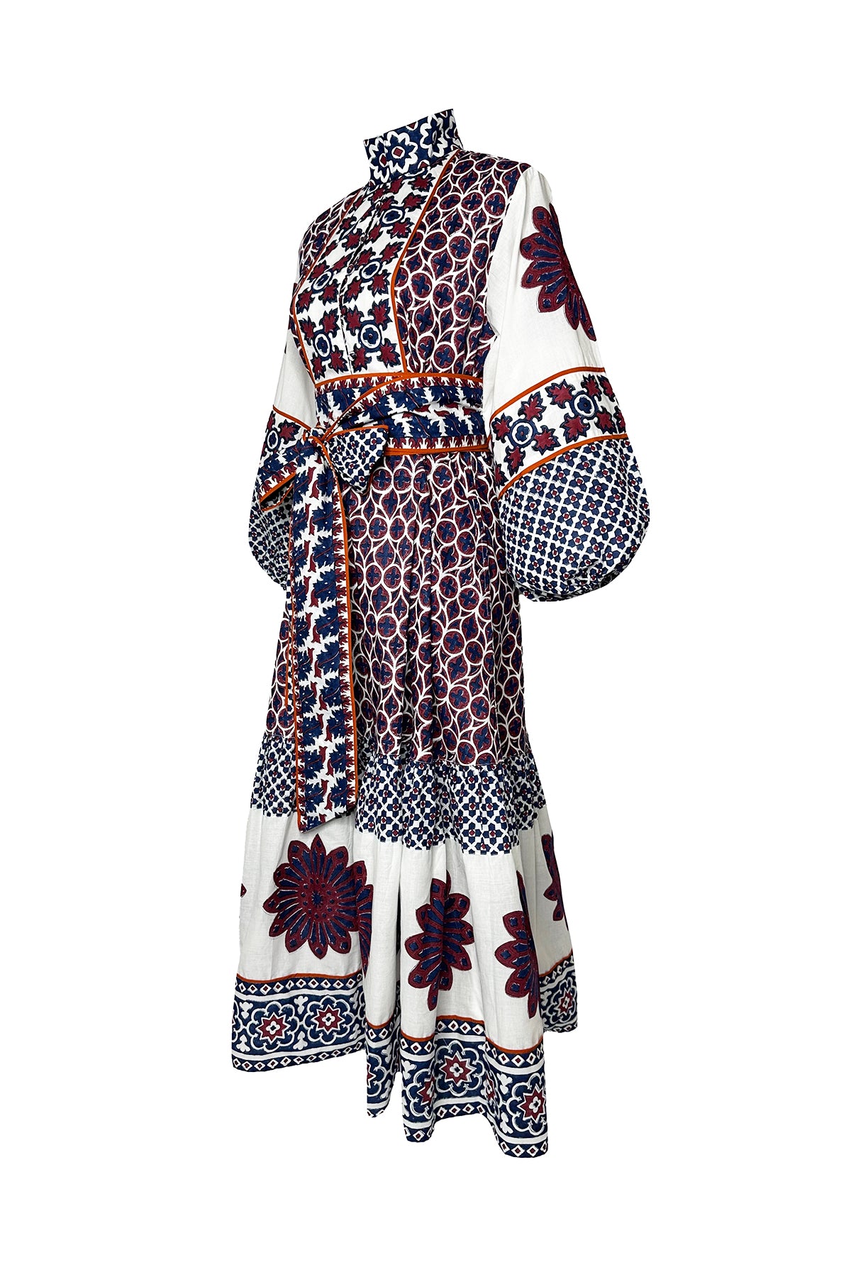 SUE SARTOR Flounce | Burgundy/Navy Piazza
