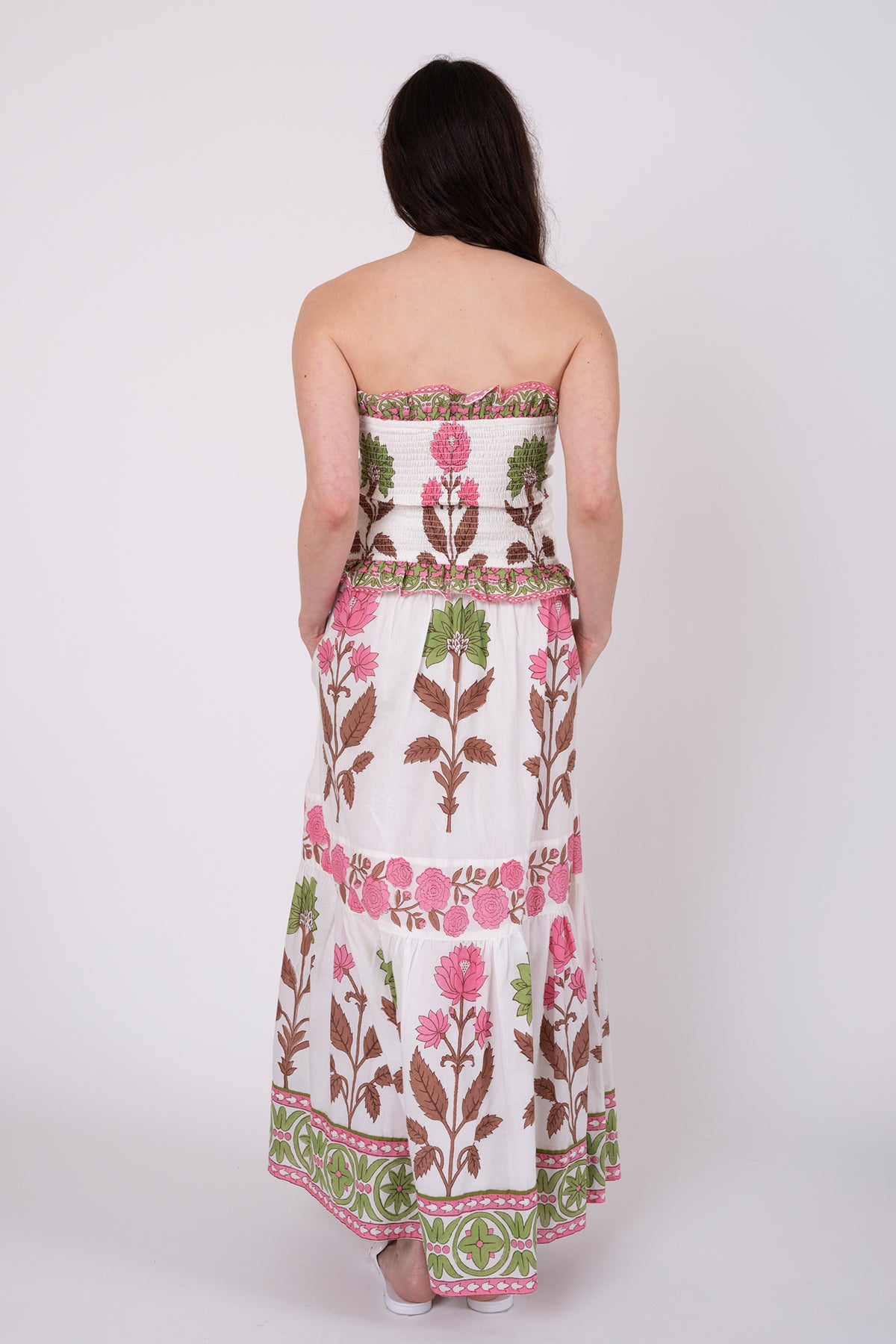 Strapless Bandeau Top | Pink/Peridot Dahlia
