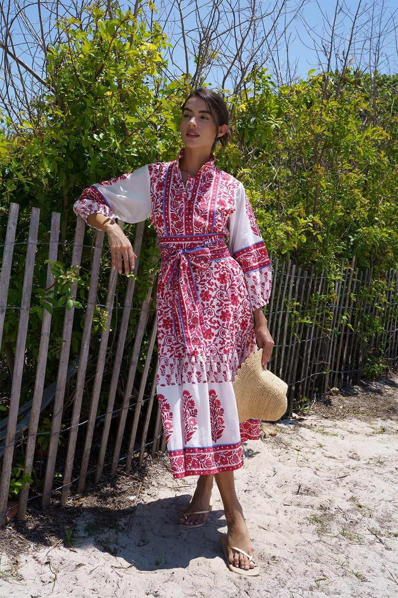 Sleeveless Marrakech Kaftan | Cherry Victorian Frieze