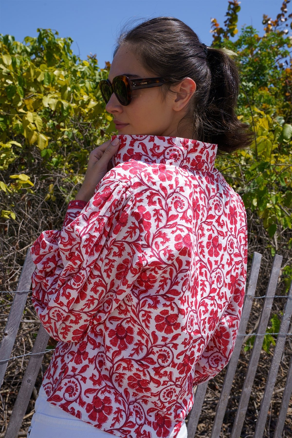 Boxy Balloon Sleeve Top | Cherry Victorian Frieze