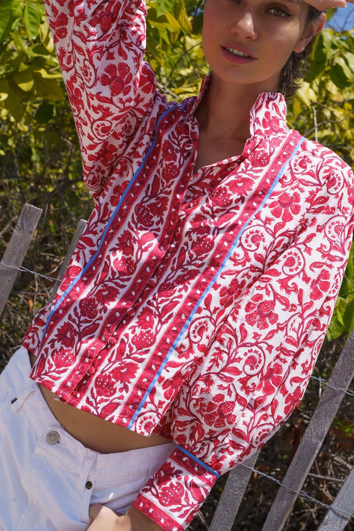 Boxy Balloon Sleeve Top | Cherry Victorian Frieze