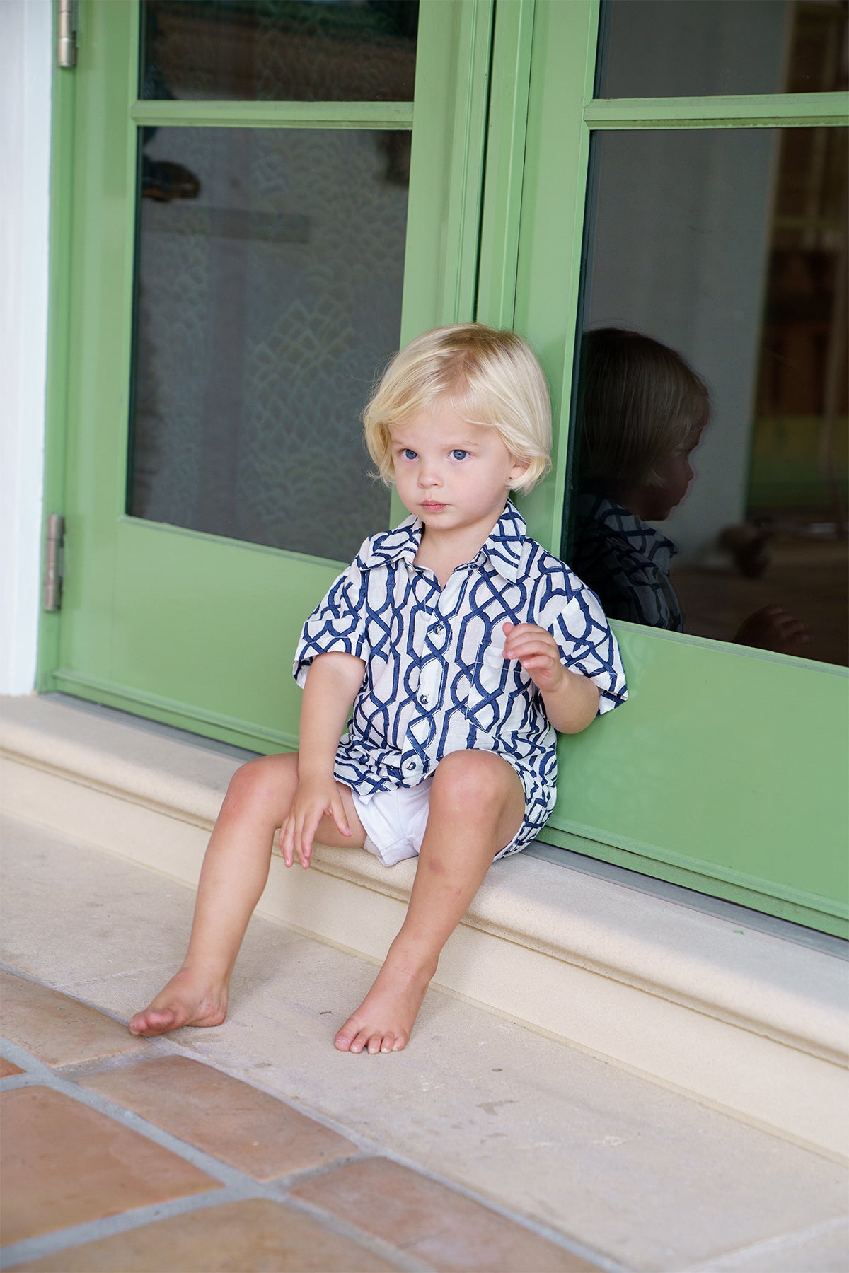 Little Boy's Cabana Shirt | Navy Bamboo