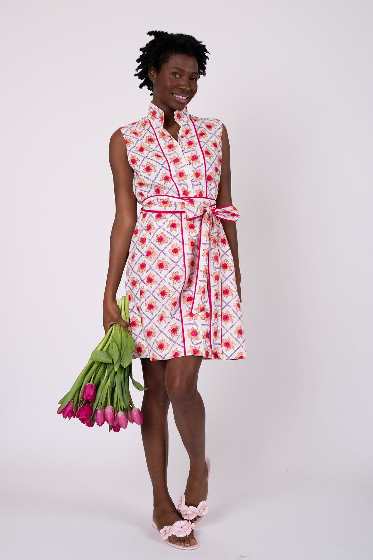 Sleeveless Marrakech Mini | Fuchsia/Apricot Daffodil