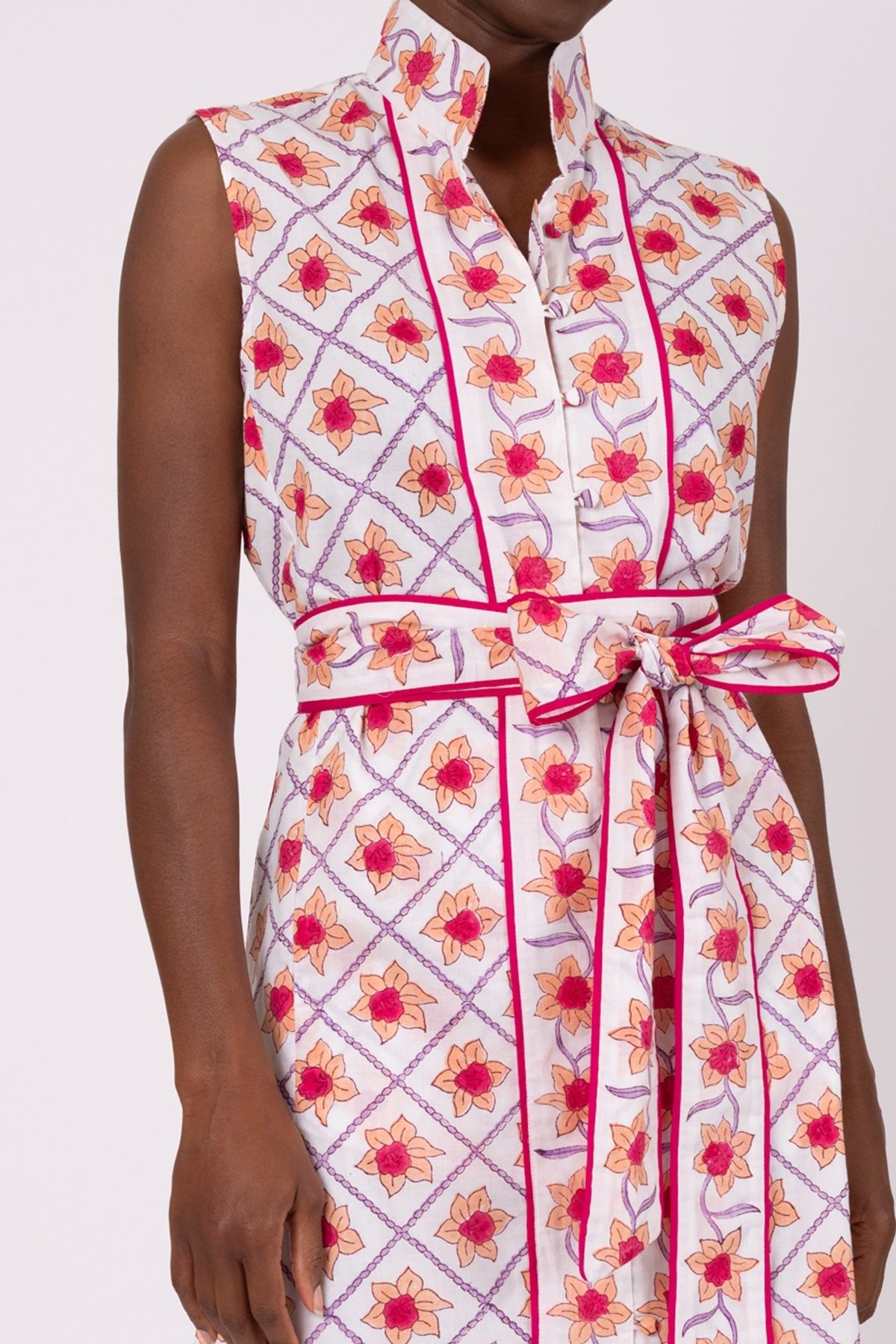 Sleeveless Marrakech Mini | Fuchsia/Apricot Daffodil