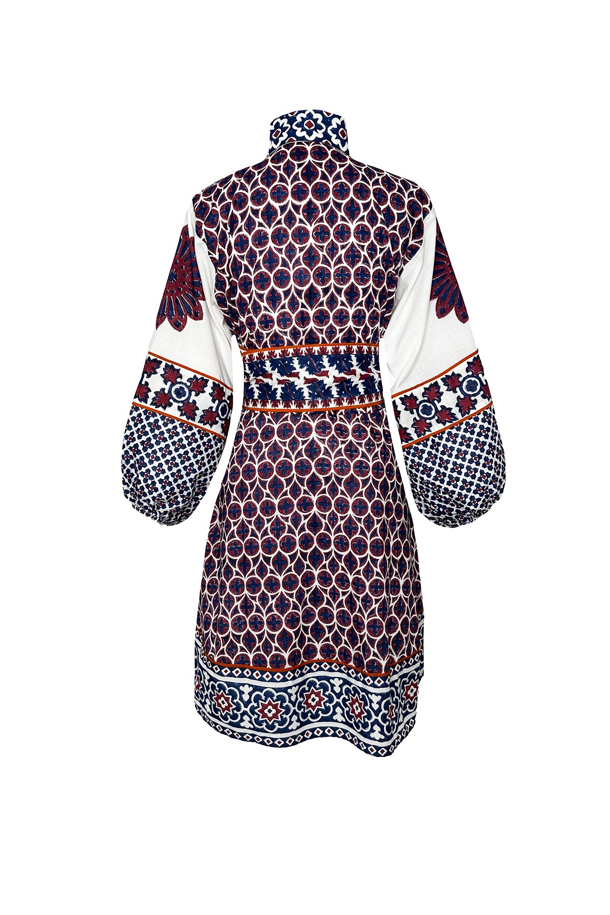SUE SARTOR Flounce Shorty | Burgundy/Navy Piazza
