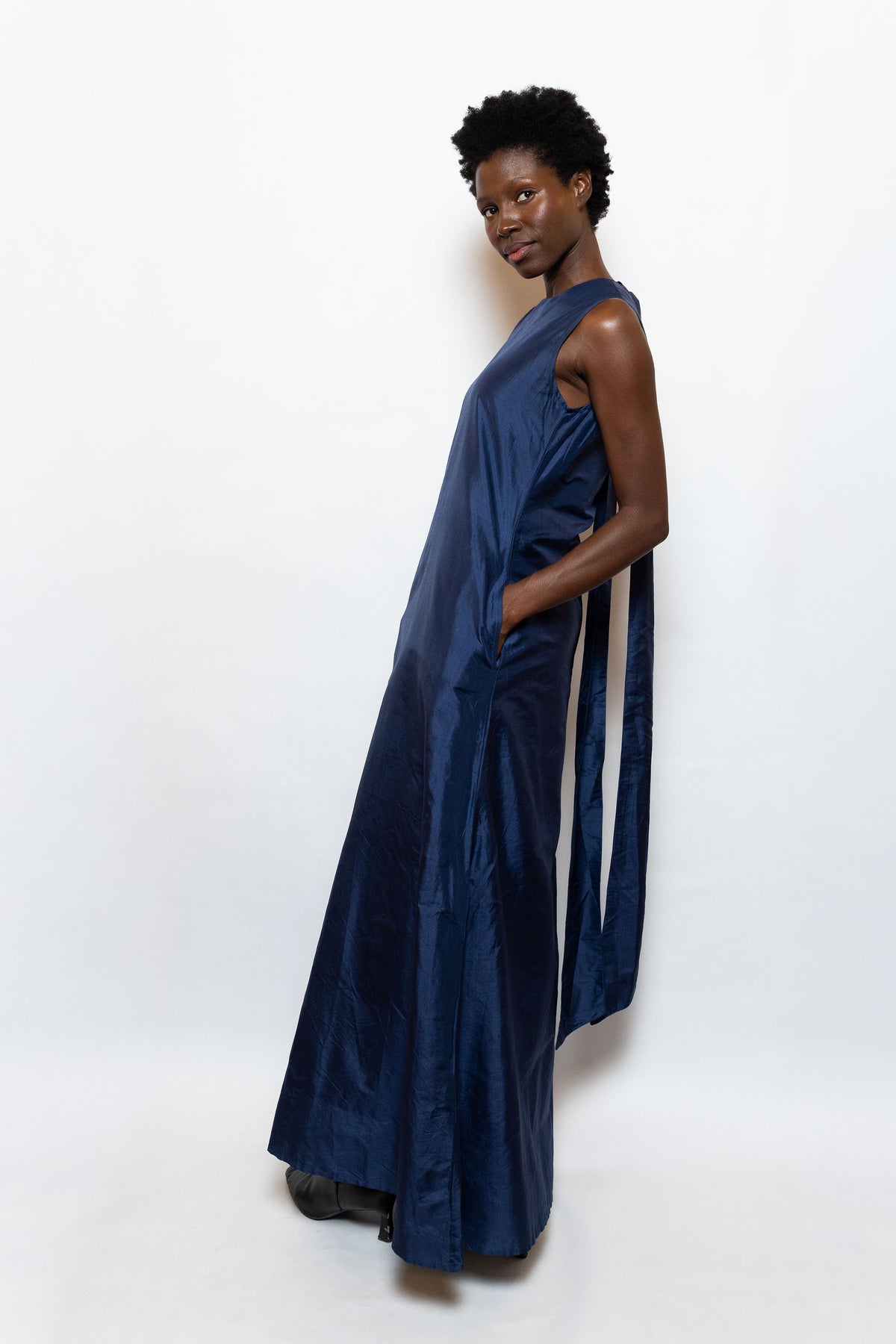 Tibi Dress | Navy Silk Taffeta