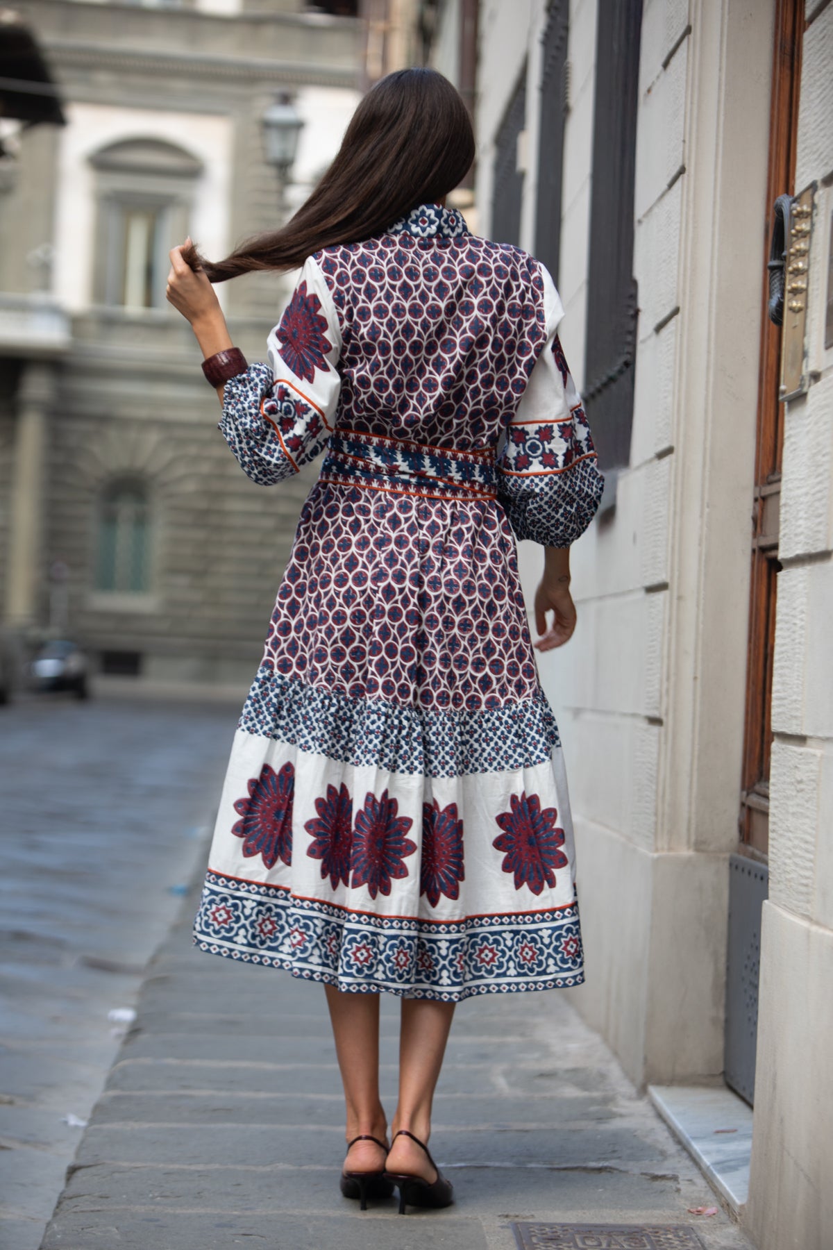 SUE SARTOR Flounce | Burgundy/Navy Piazza
