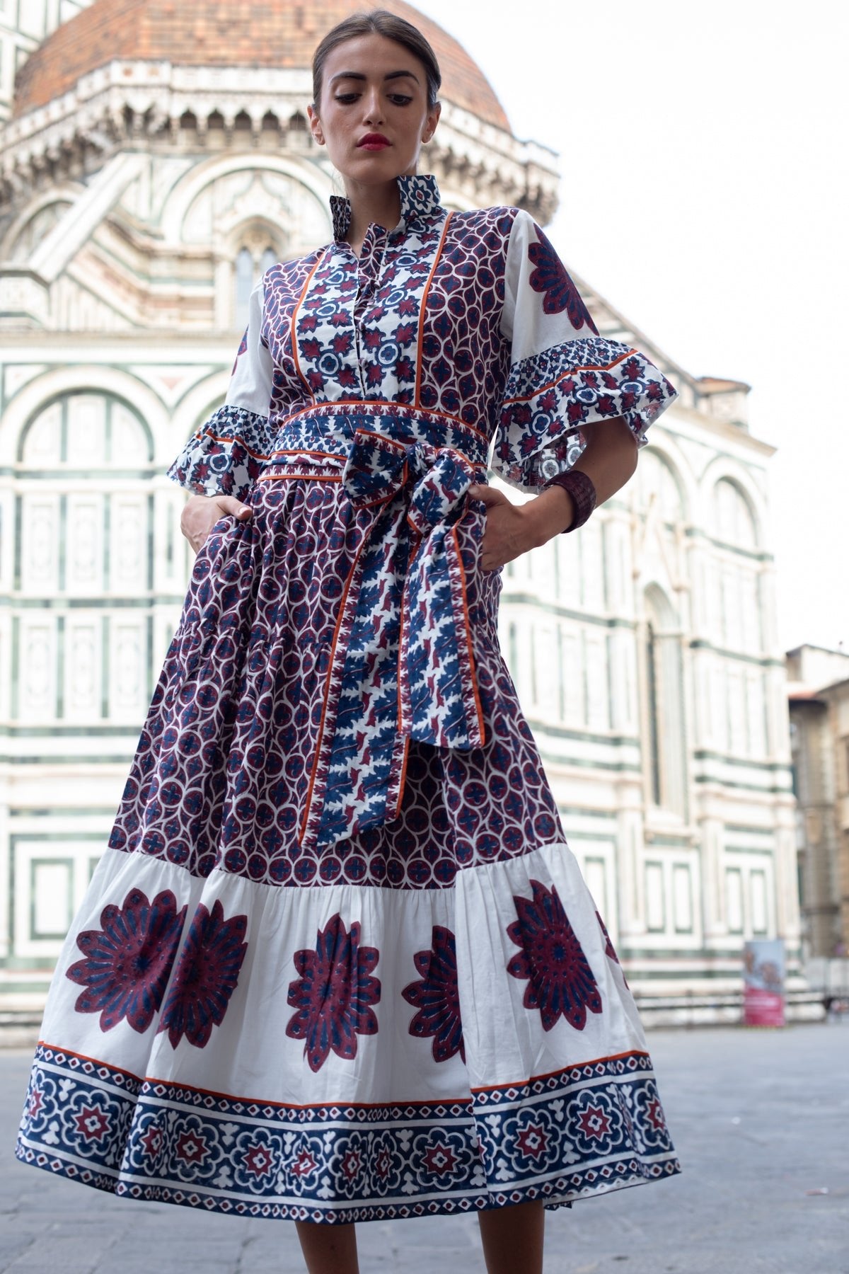 Hamilton Kaftan | Burgundy/Navy Piazza