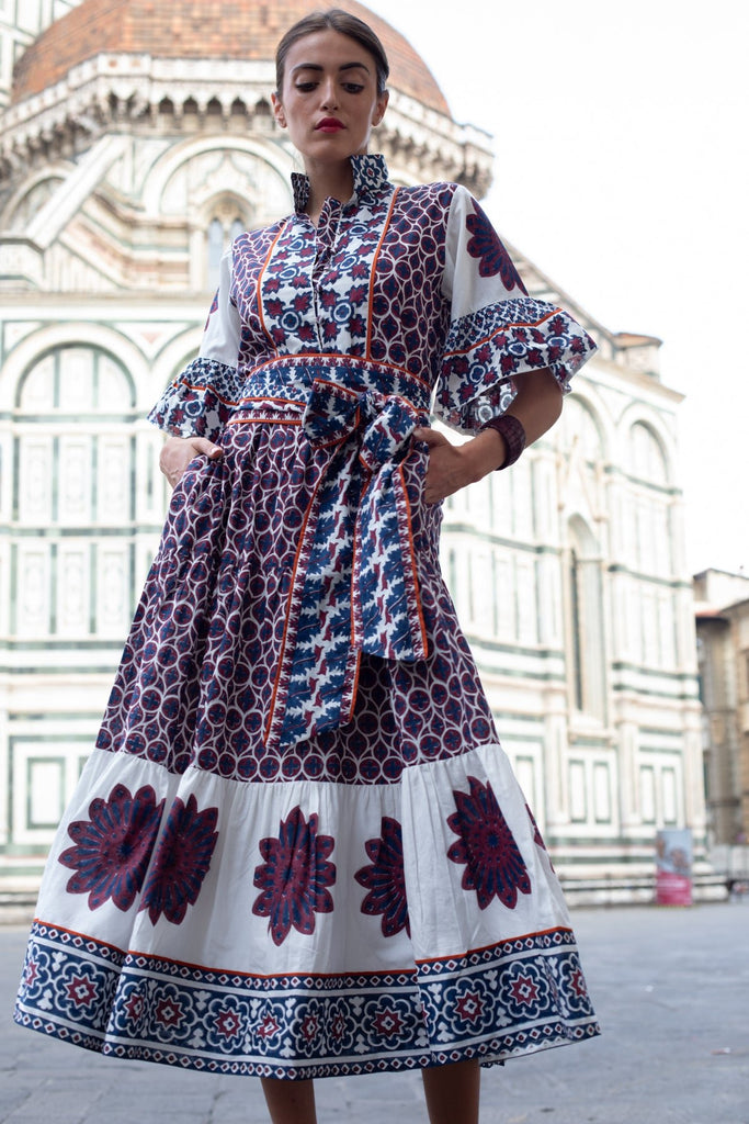 Hamilton Kaftan | Burgundy/Navy Piazza SUE SARTOR Hamilton Kaftan | Burgundy/Navy Piazza SUE SARTOR