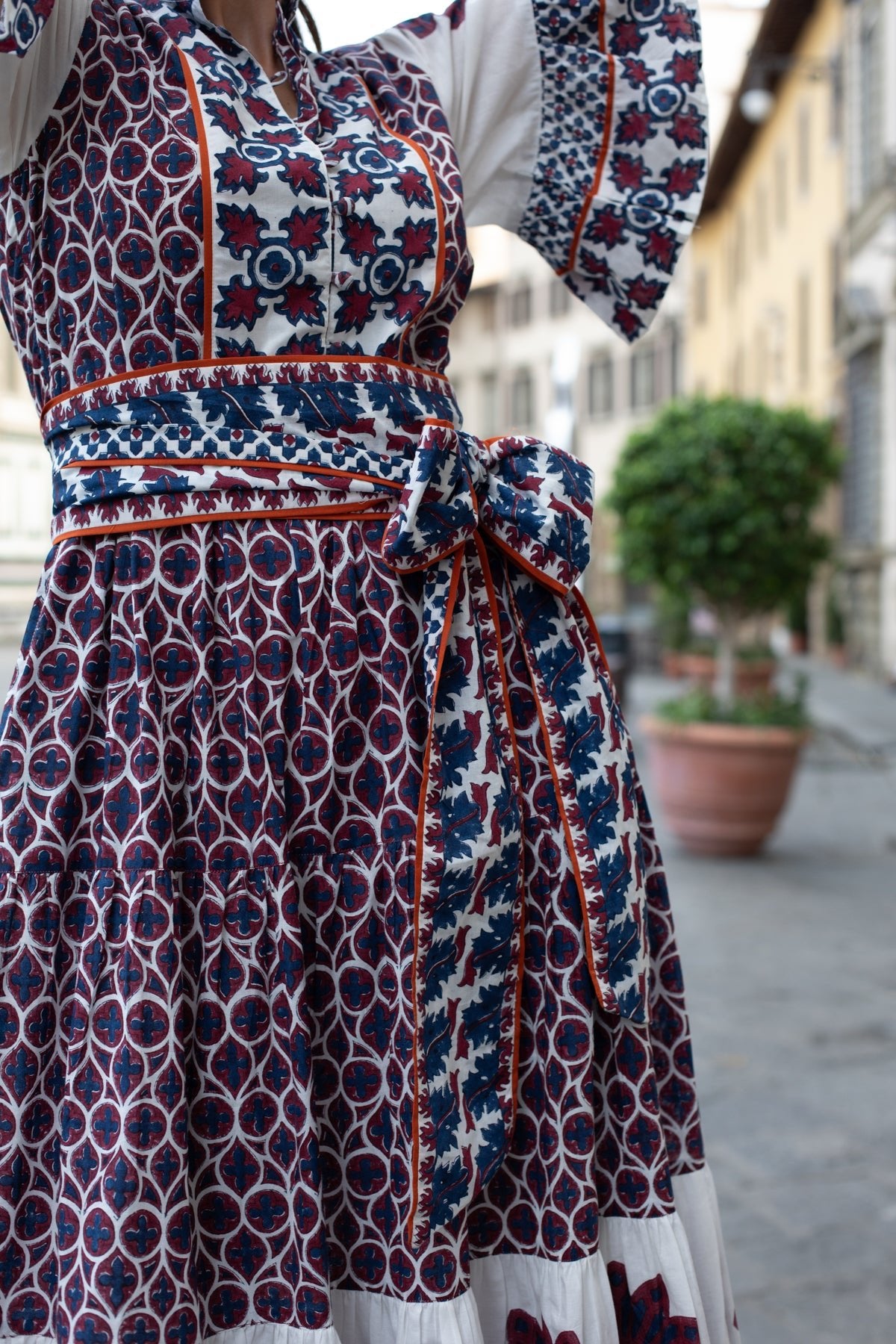 Hamilton Kaftan | Burgundy/Navy Piazza