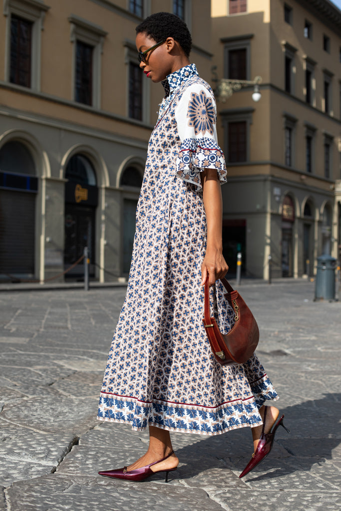 Palladio Kaftan | Mocha/Navy Piazza