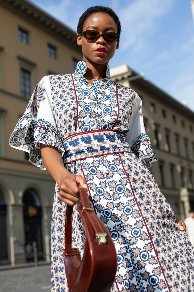 Palladio Kaftan | Mocha/Navy Piazza