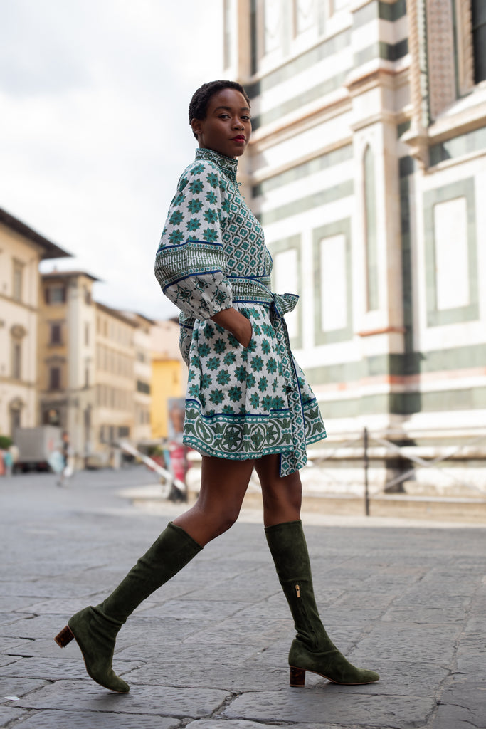 SUE SARTOR Flounce Shorty | Verdigris Fiore