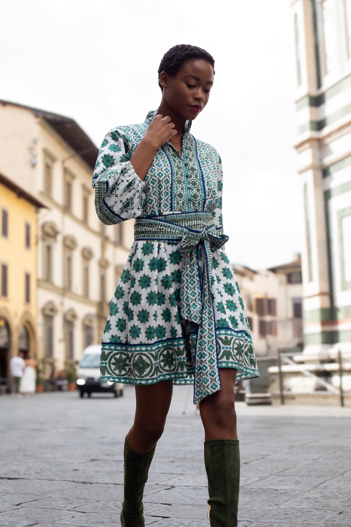 SUE SARTOR Flounce Shorty | Verdigris Fiore