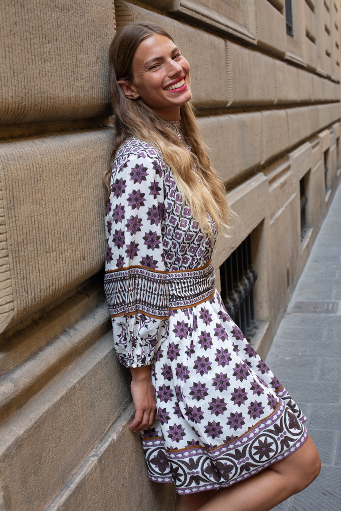 SUE SARTOR Flounce Shorty | Plum/Espresso Fiore